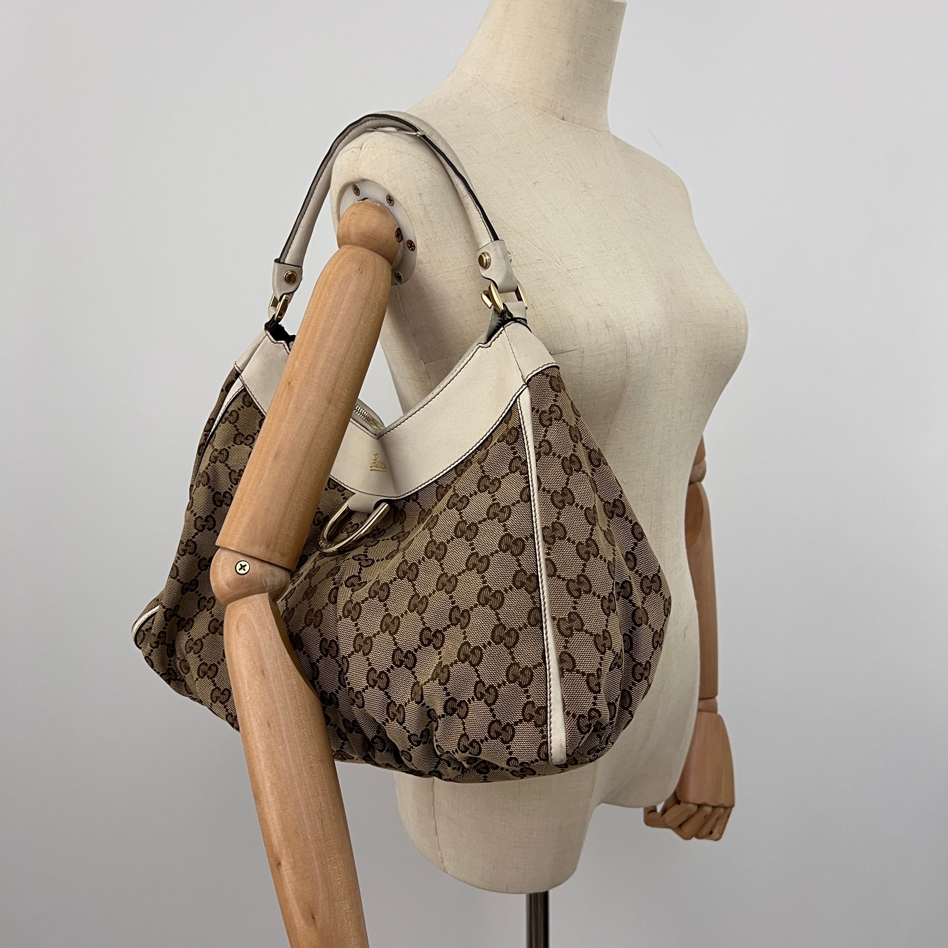 Sac GUCCI Hobo toile et cuir marron
