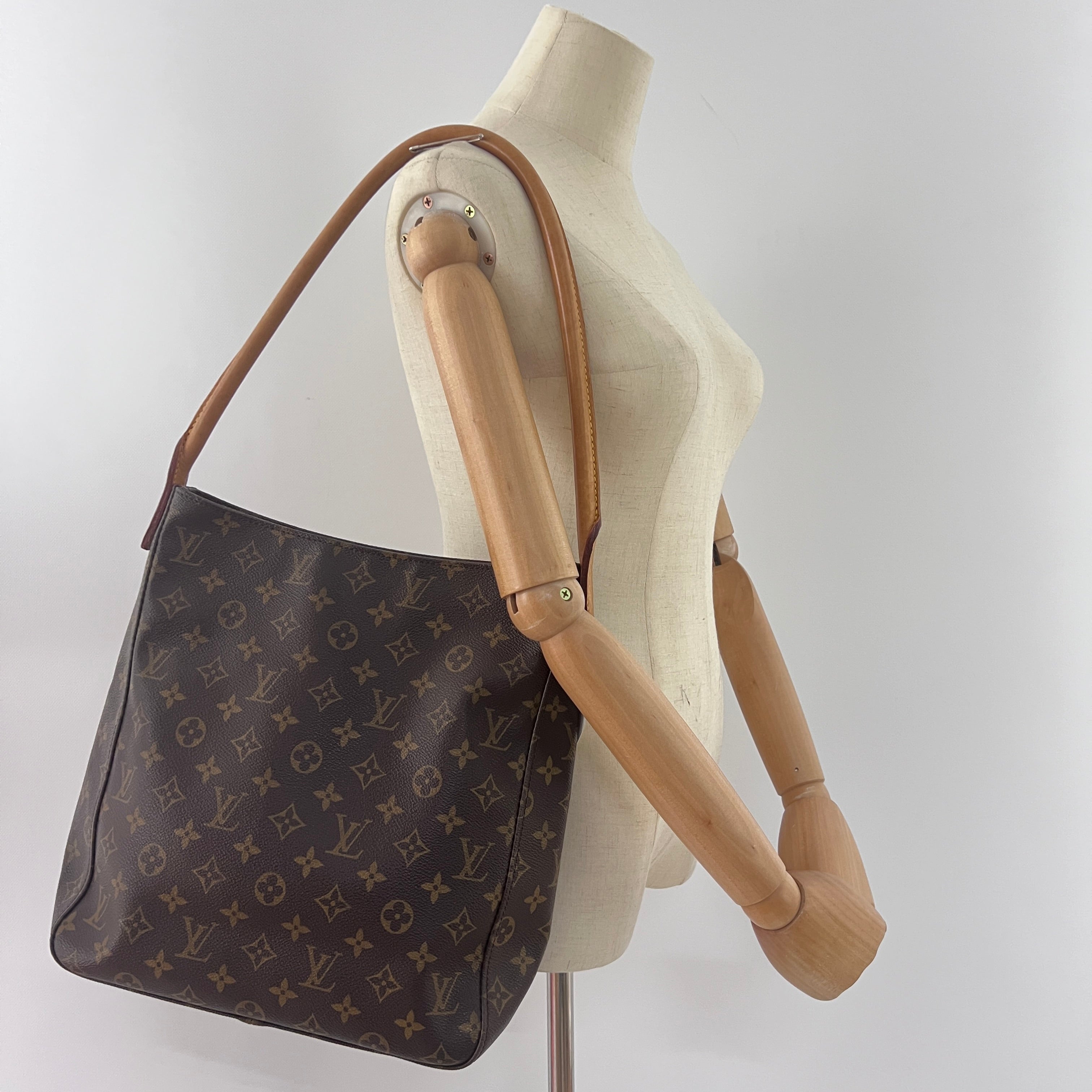 Sac à main LOUIS VUITTON Looping GM toile et cuir marron