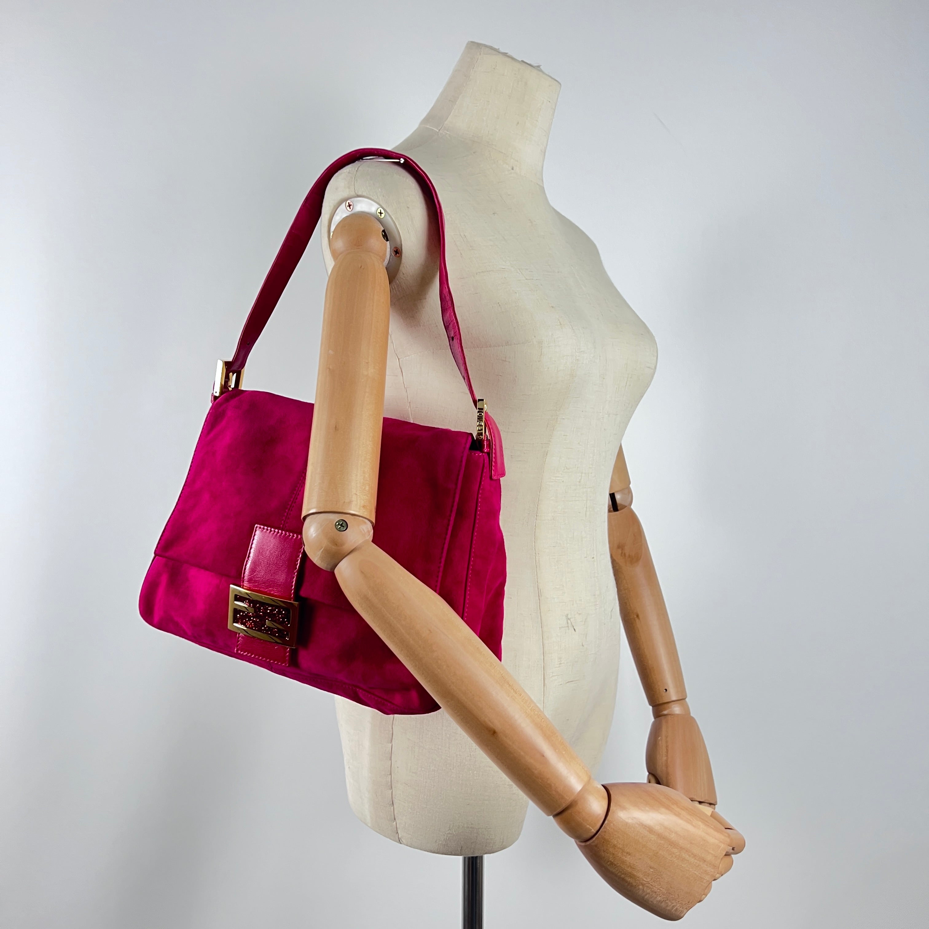 FENDI Mamma pink suede handbag
