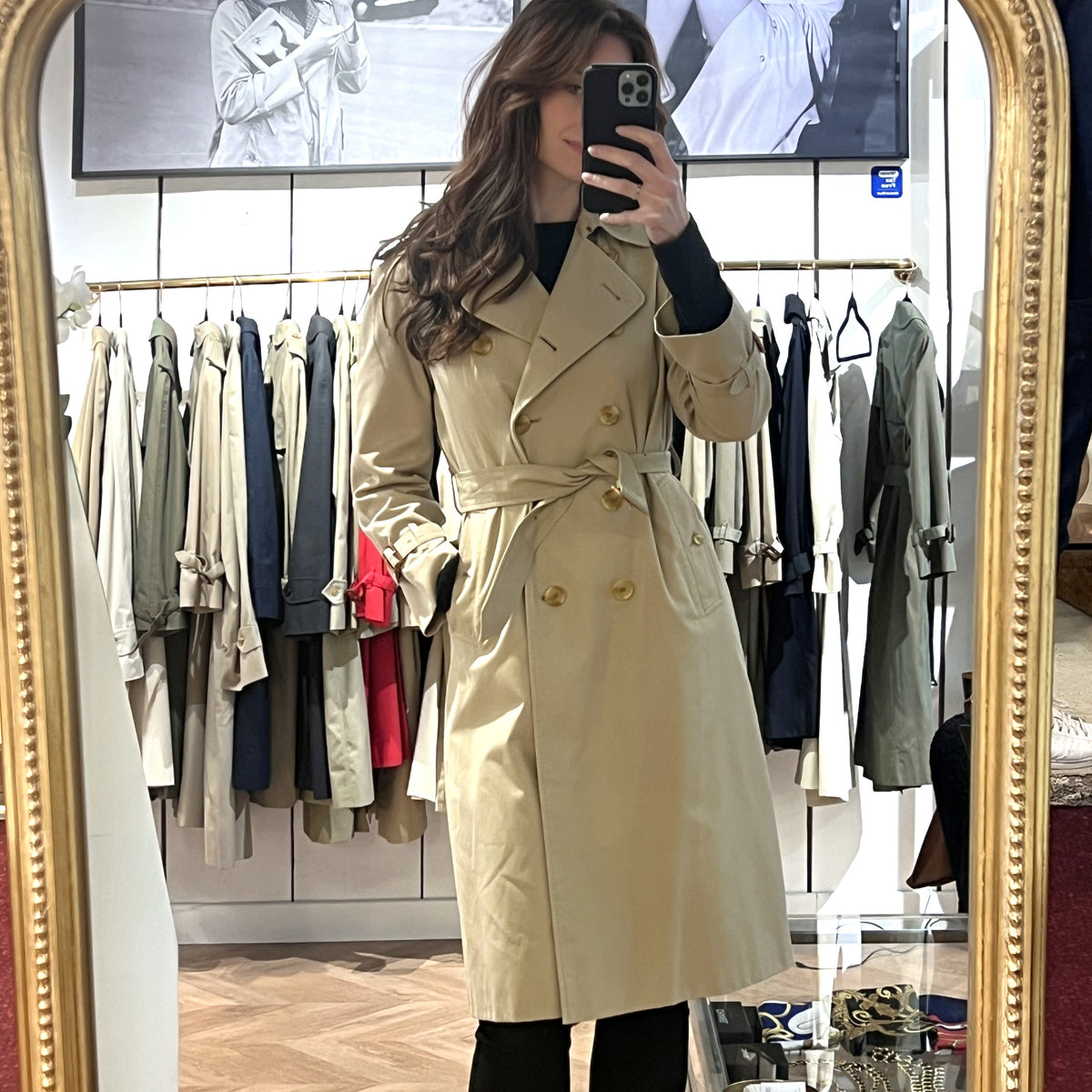 Trench BURBERRY XS coton beige Chelsea Circa 1990