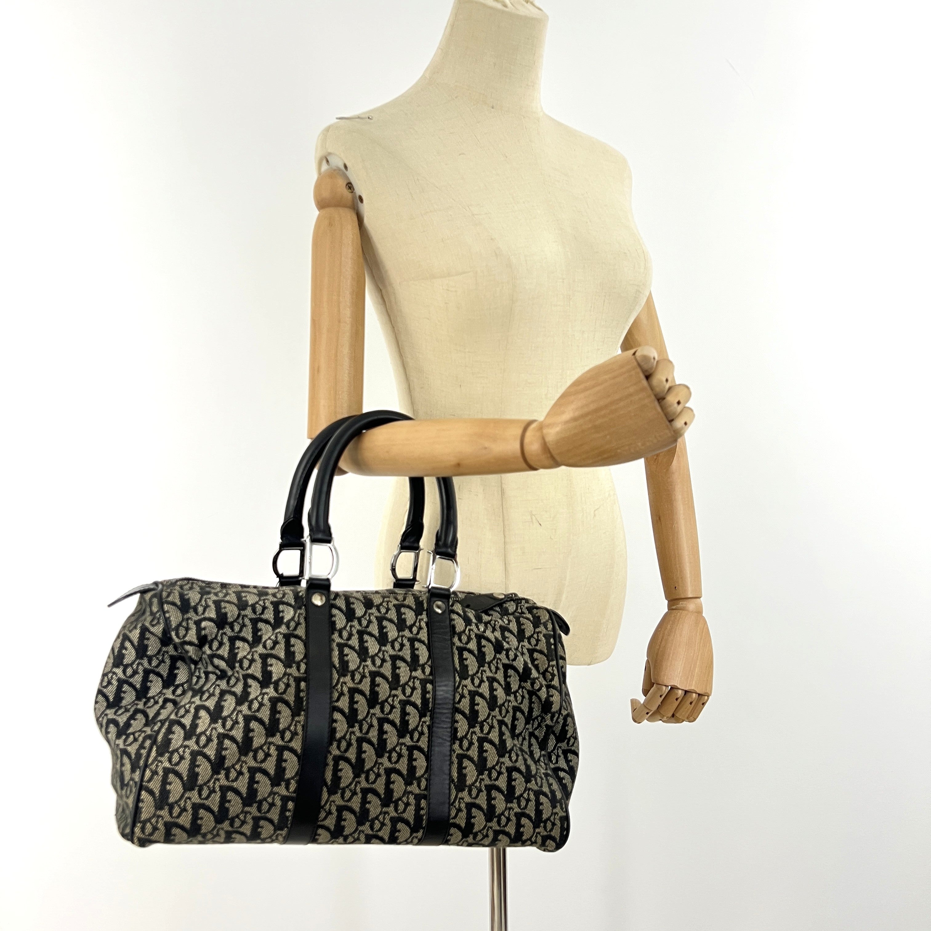 DIOR Boston Trotter handbag in navy canvas and leather