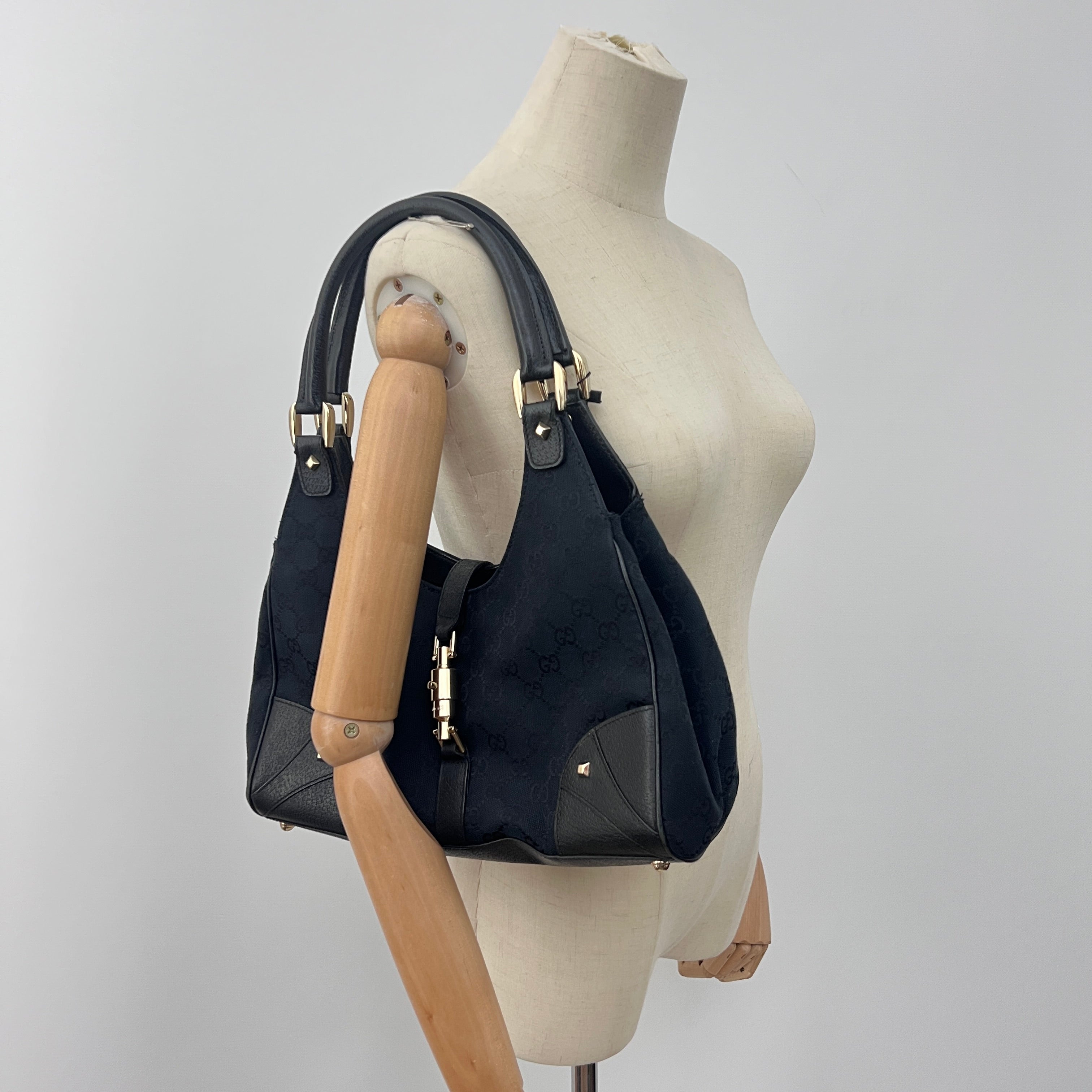 GUCCI Jackie black canvas and leather bag