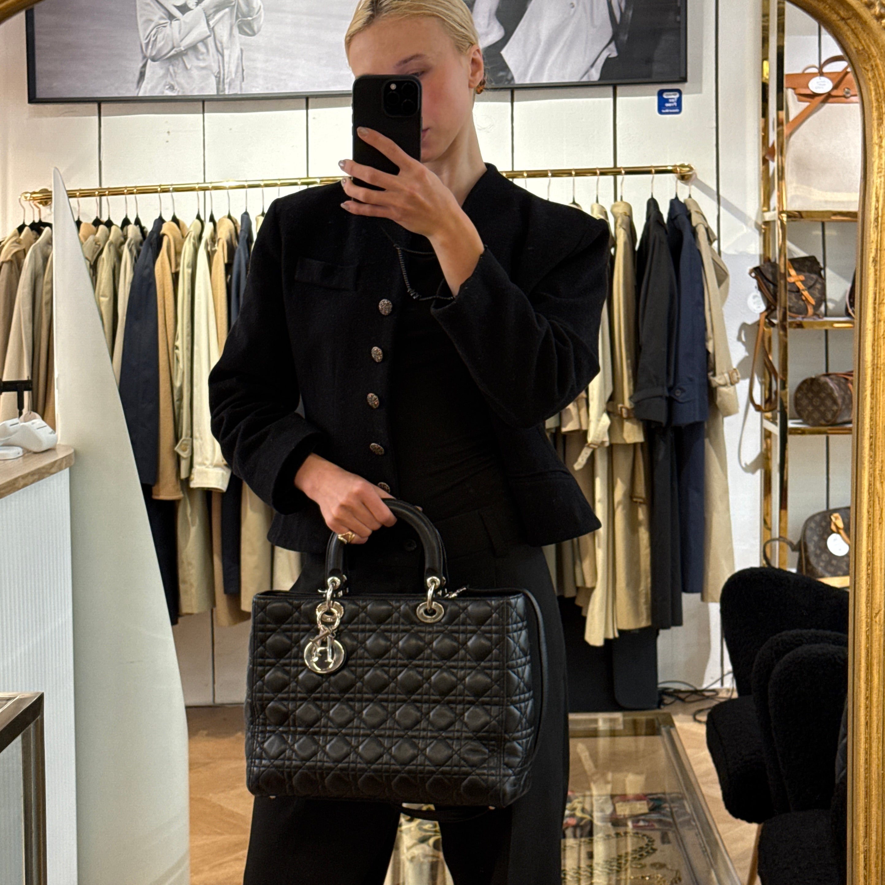 DIOR Lady Dior Large shoulder bag in black lambskin