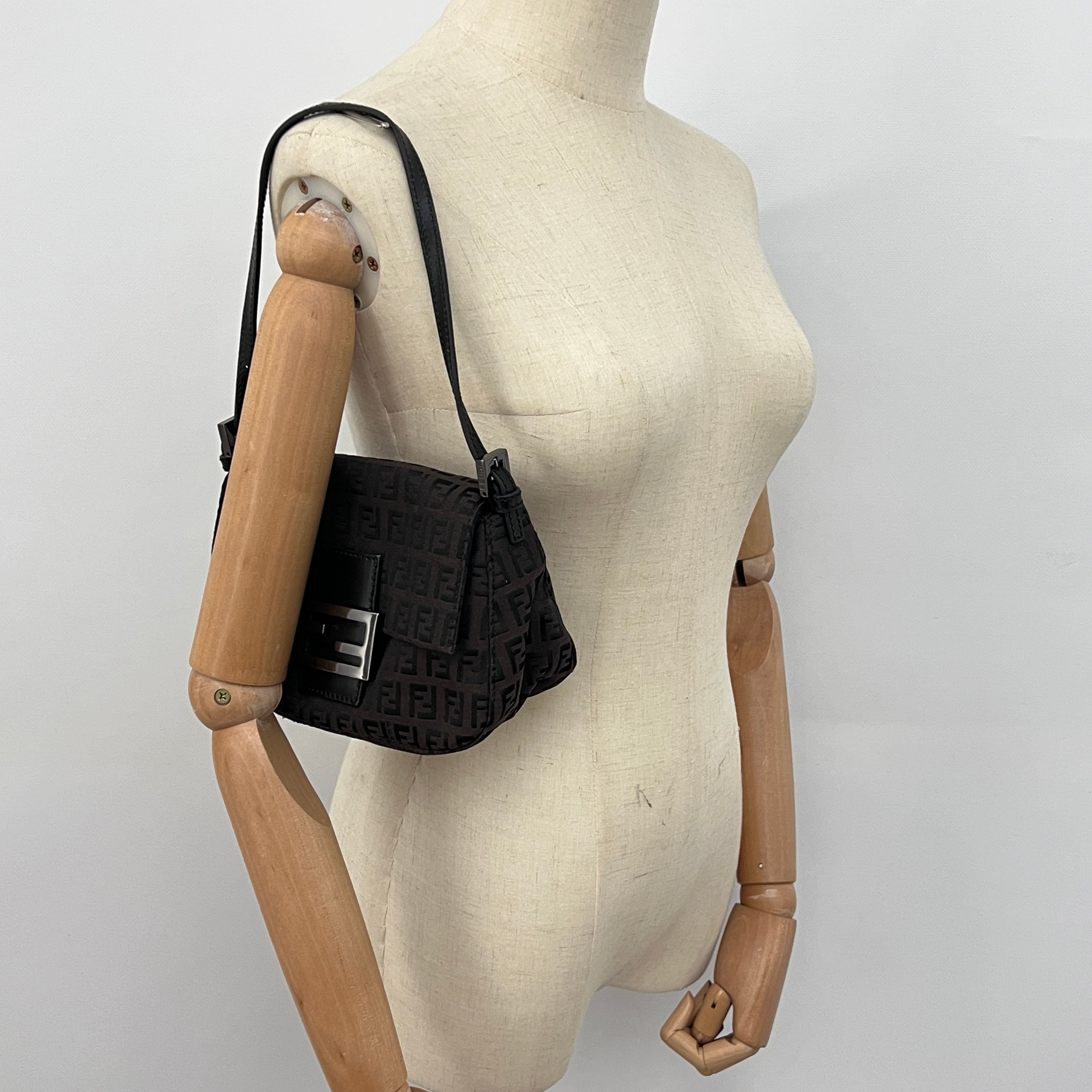 Sac FENDI Mini Mamma toile et cuir marron