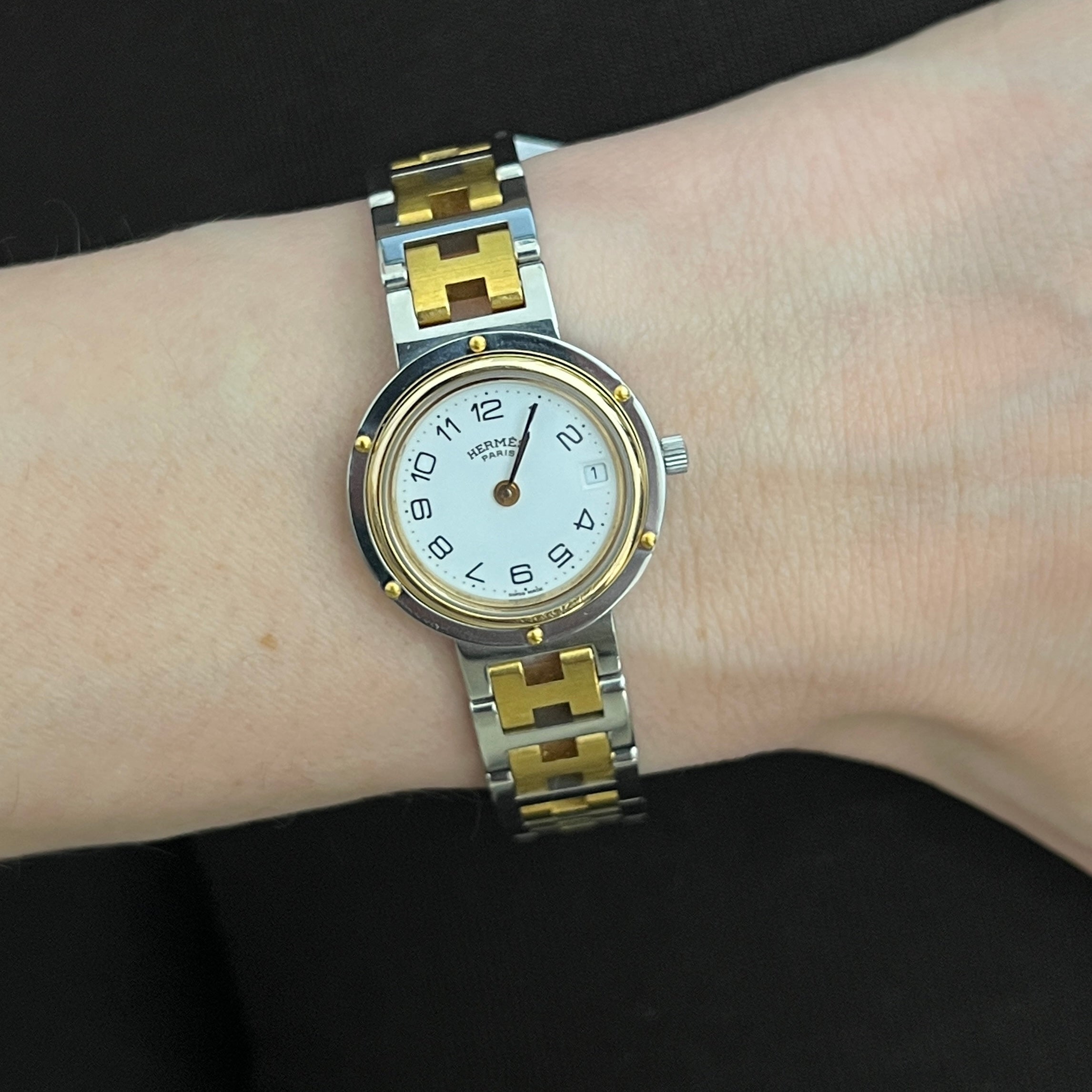 Montre HERMÈS Clipper acier bicolore
