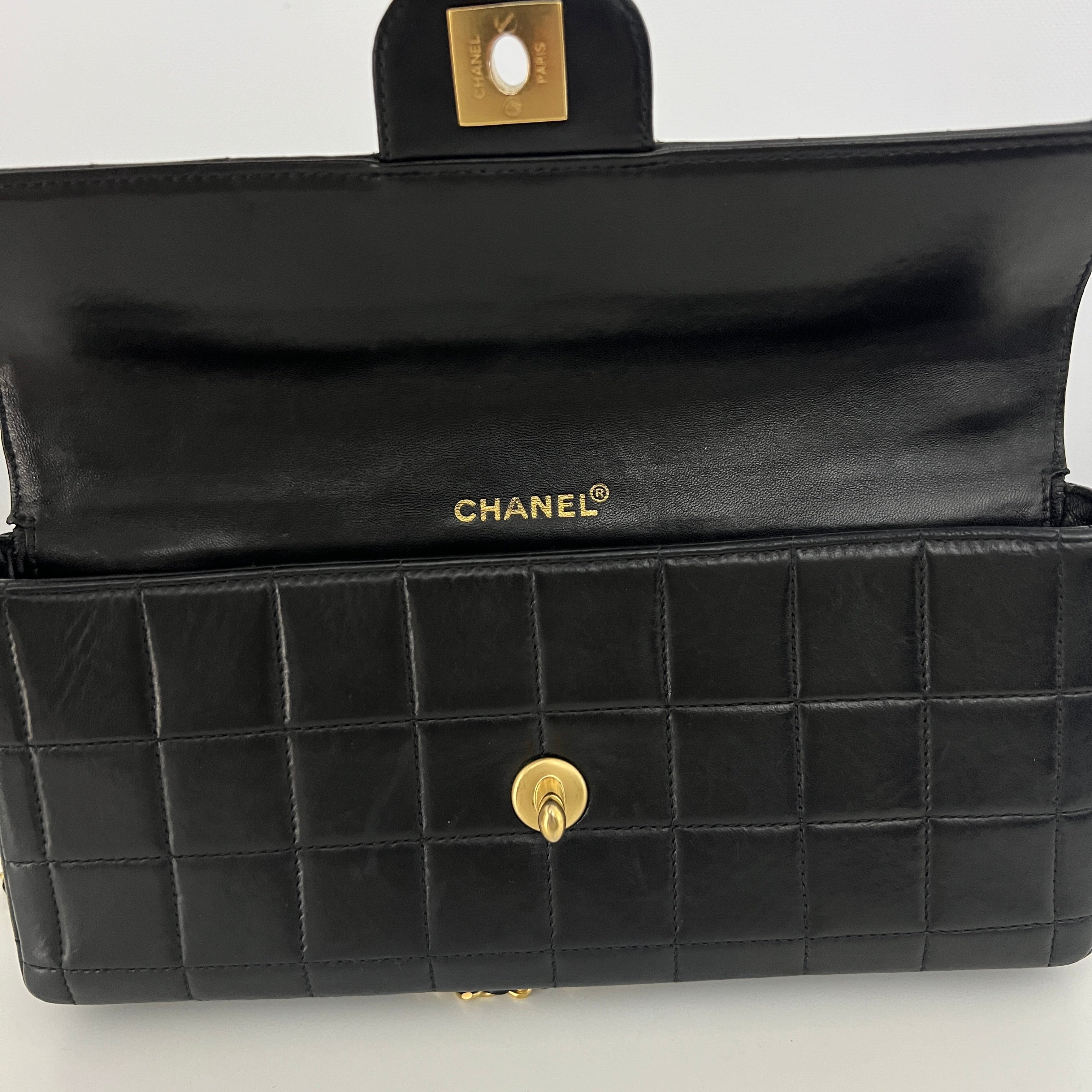 CHANEL East West Chocolate Bar Bag Black Lambskin