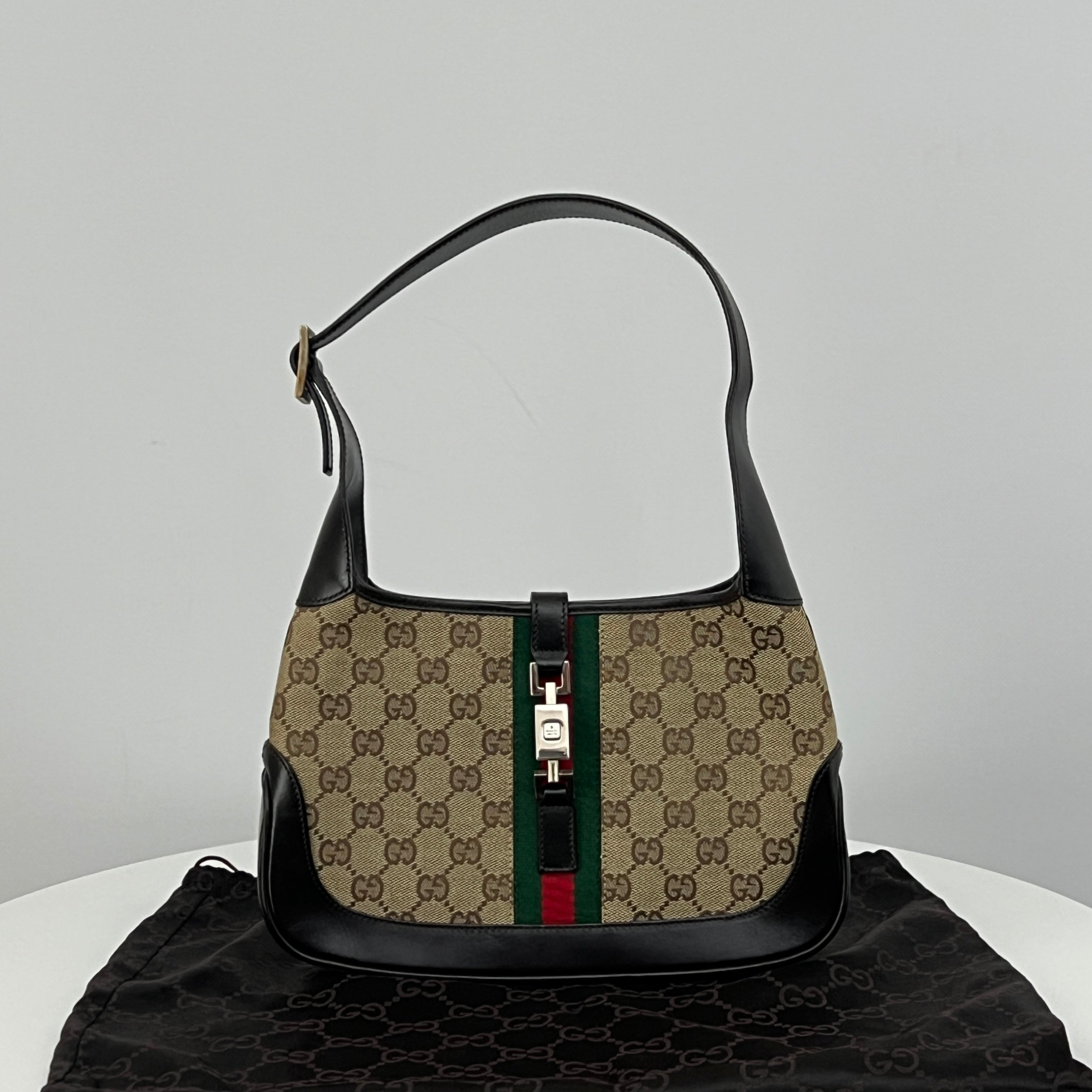 GUCCI Jackie Small brown canvas and leather bag