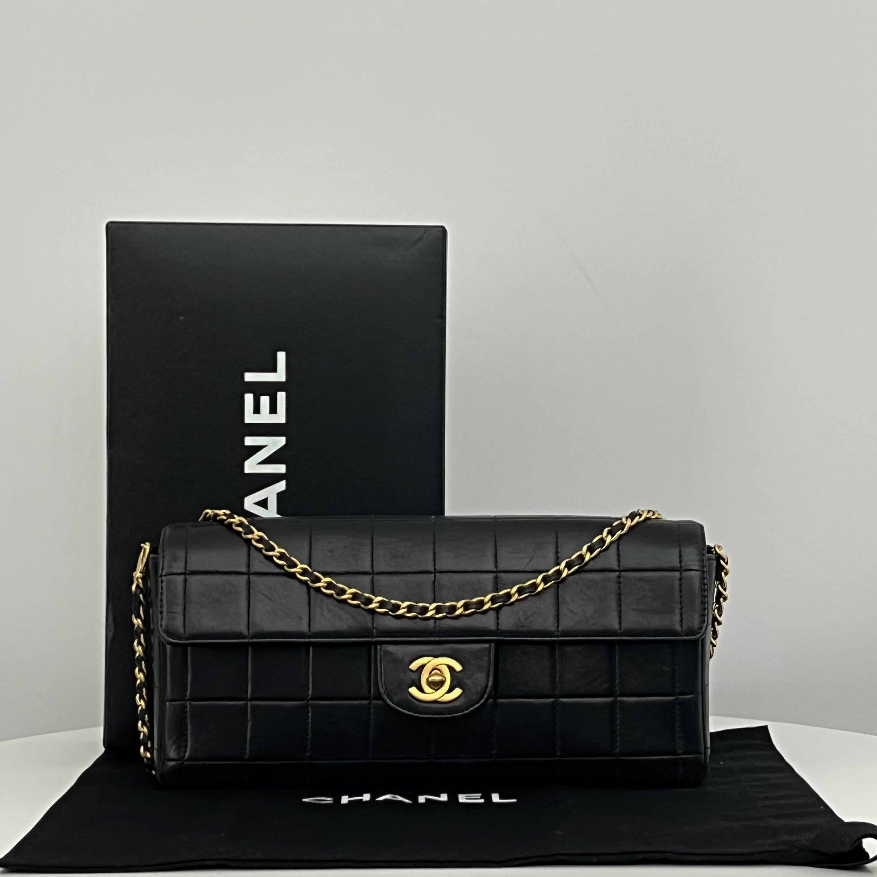 CHANEL East West Chocolate Bar Bag Black Lambskin