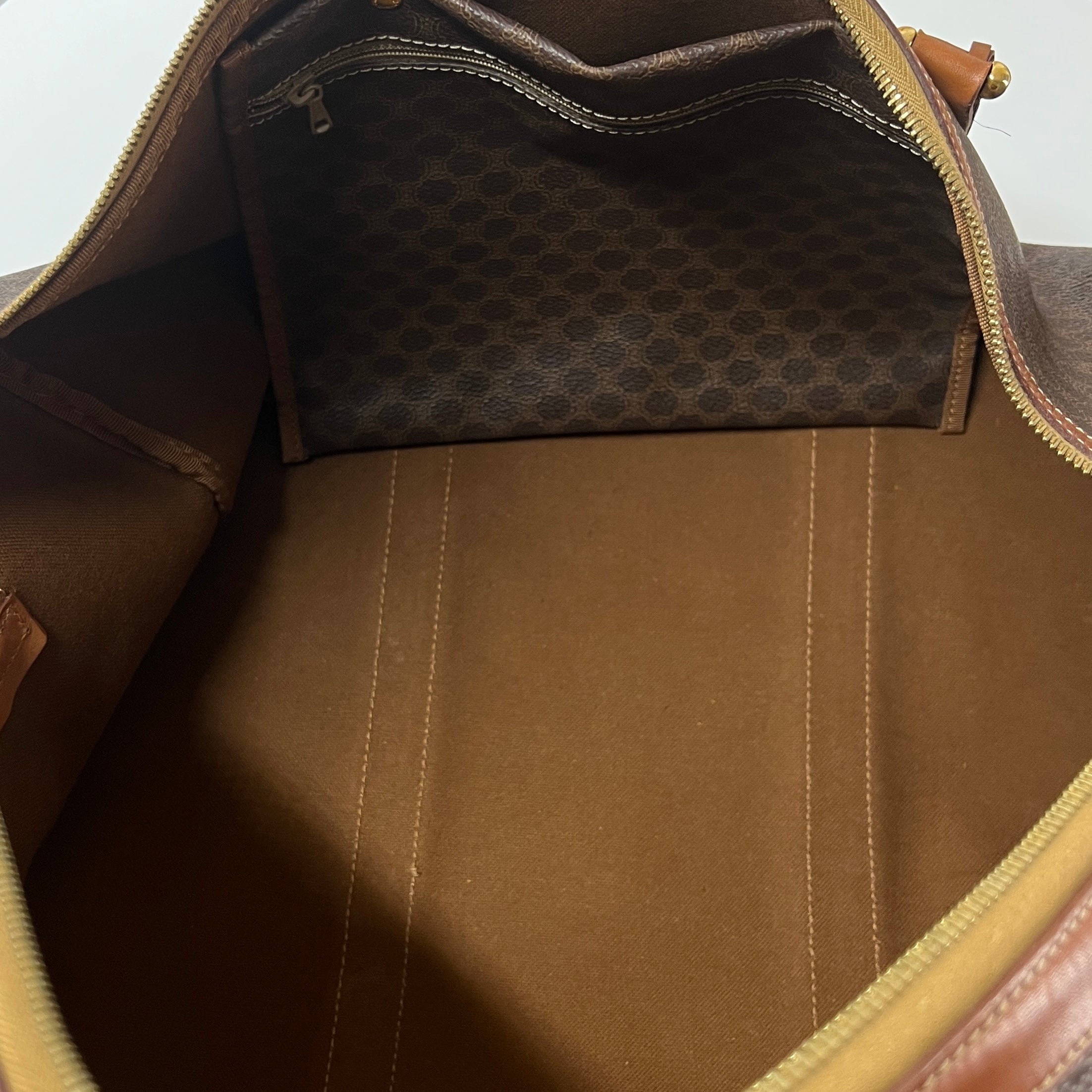 Sac à main CELINE Boston toile et cuir marron