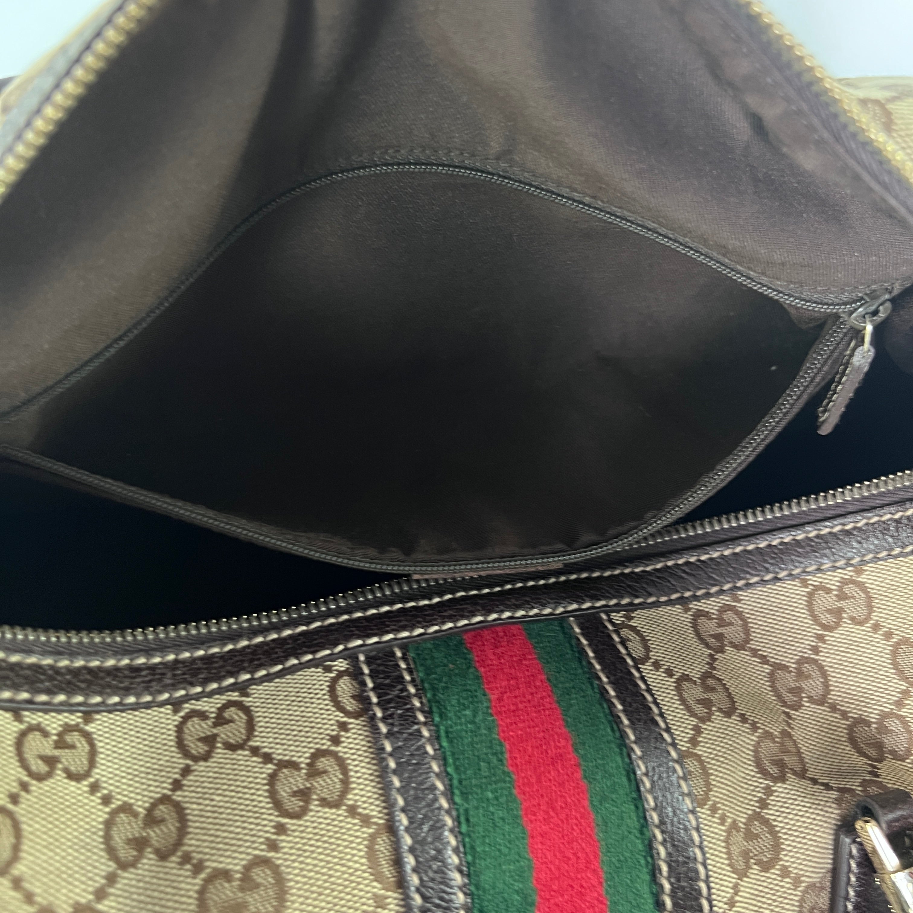 GUCCI Baguette handbag in brown canvas and leather