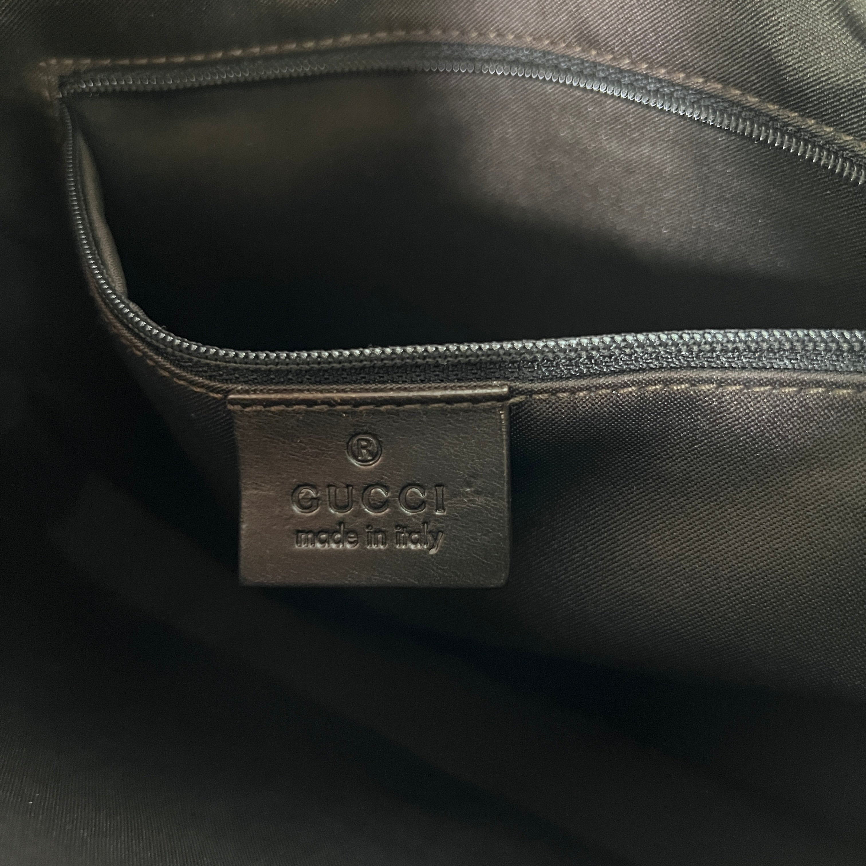 GUCCI Jackie Iconic canvas and brown leather handbag