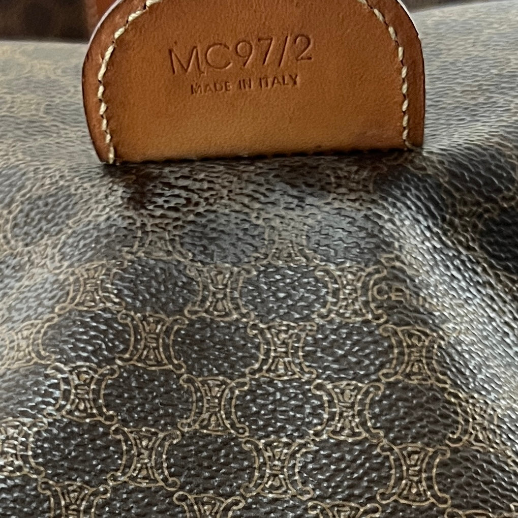 Sac à main CELINE Boston toile et cuir marron