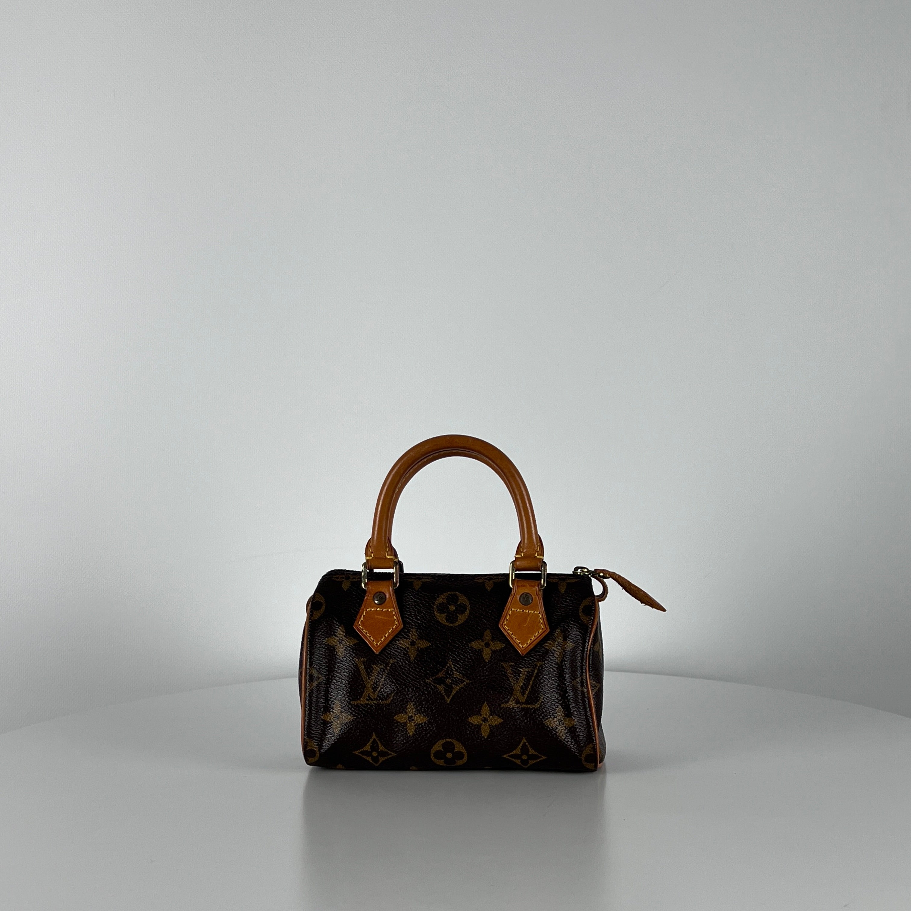 LOUIS VUITTON Nano Speedy handbag in brown canvas and leather