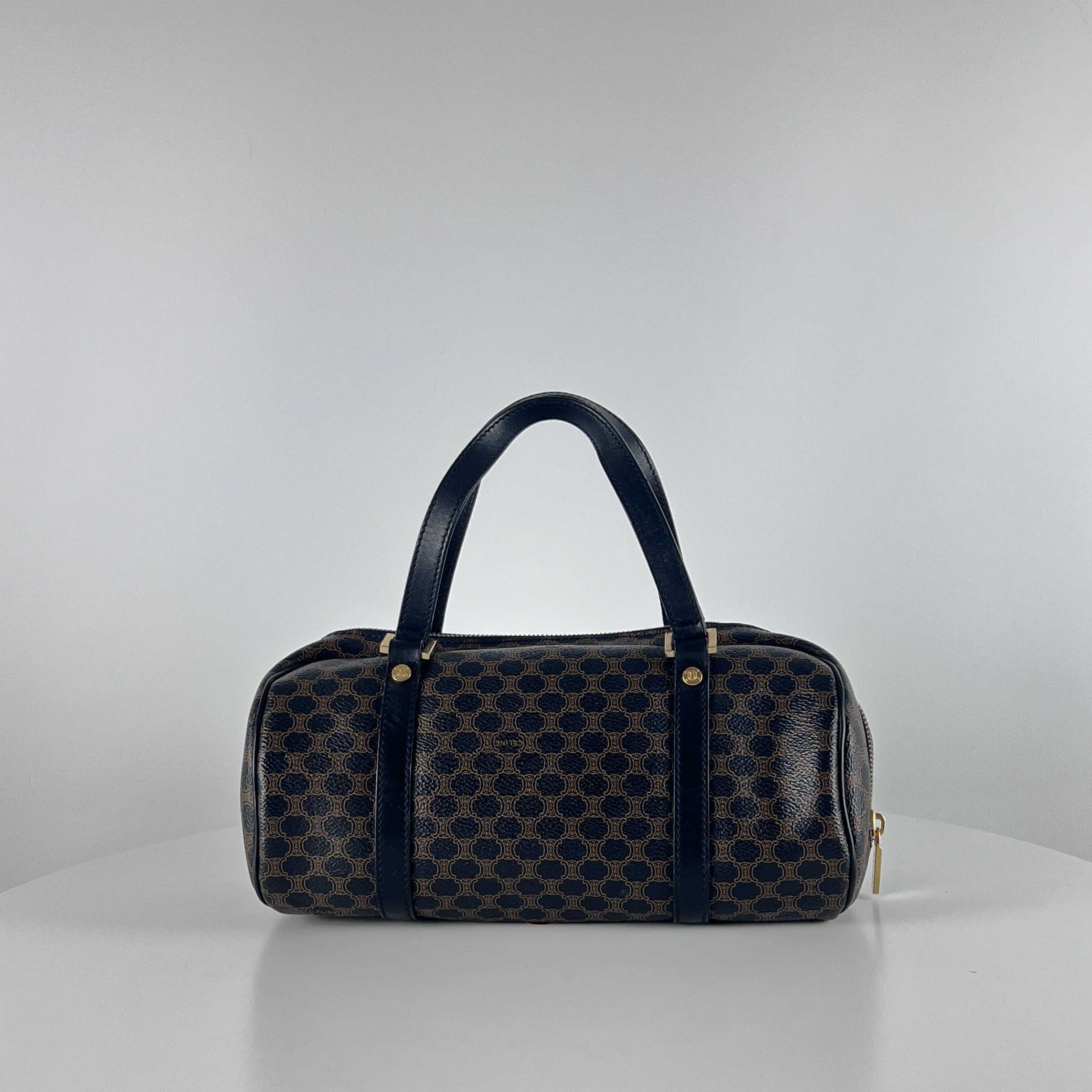 CELINE Papillon canvas and black leather handbag