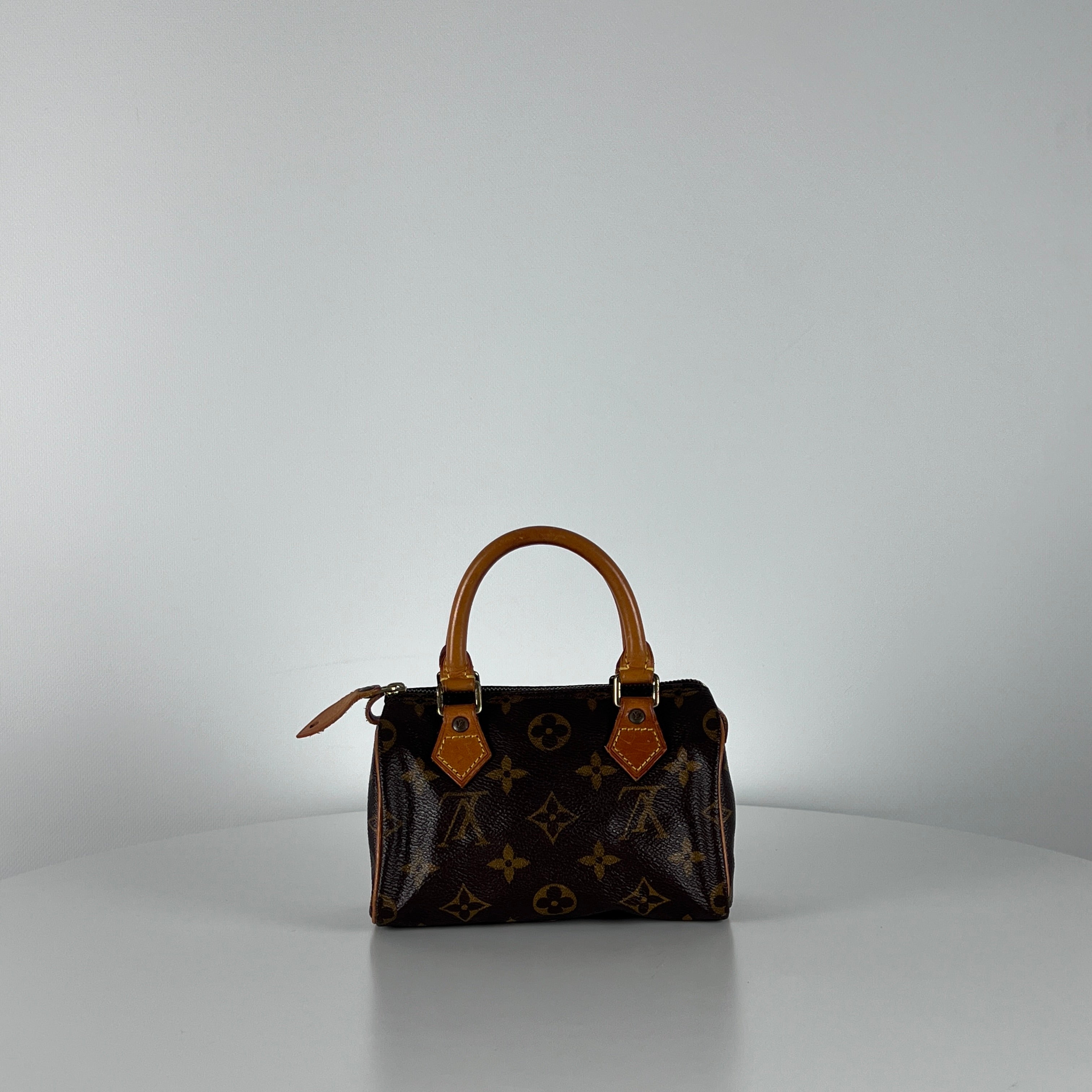 LOUIS VUITTON Nano Speedy handbag in brown canvas and leather