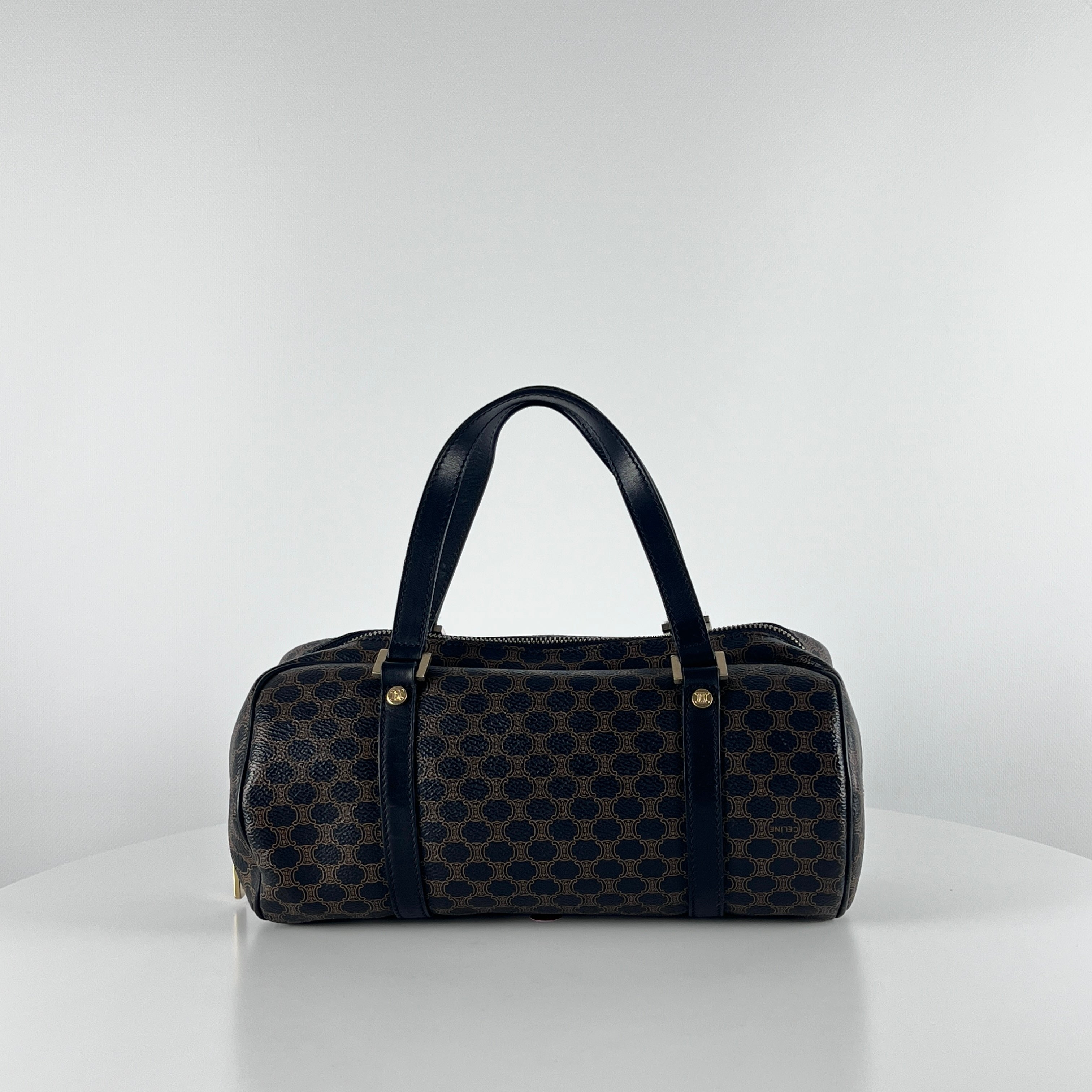 CELINE Papillon canvas and black leather handbag