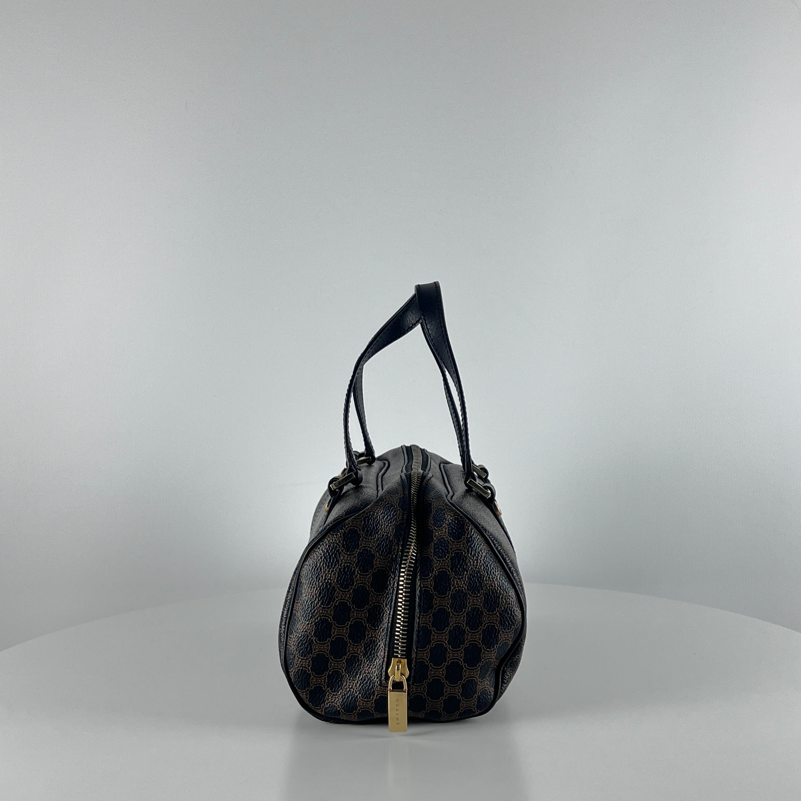CELINE Papillon canvas and black leather handbag