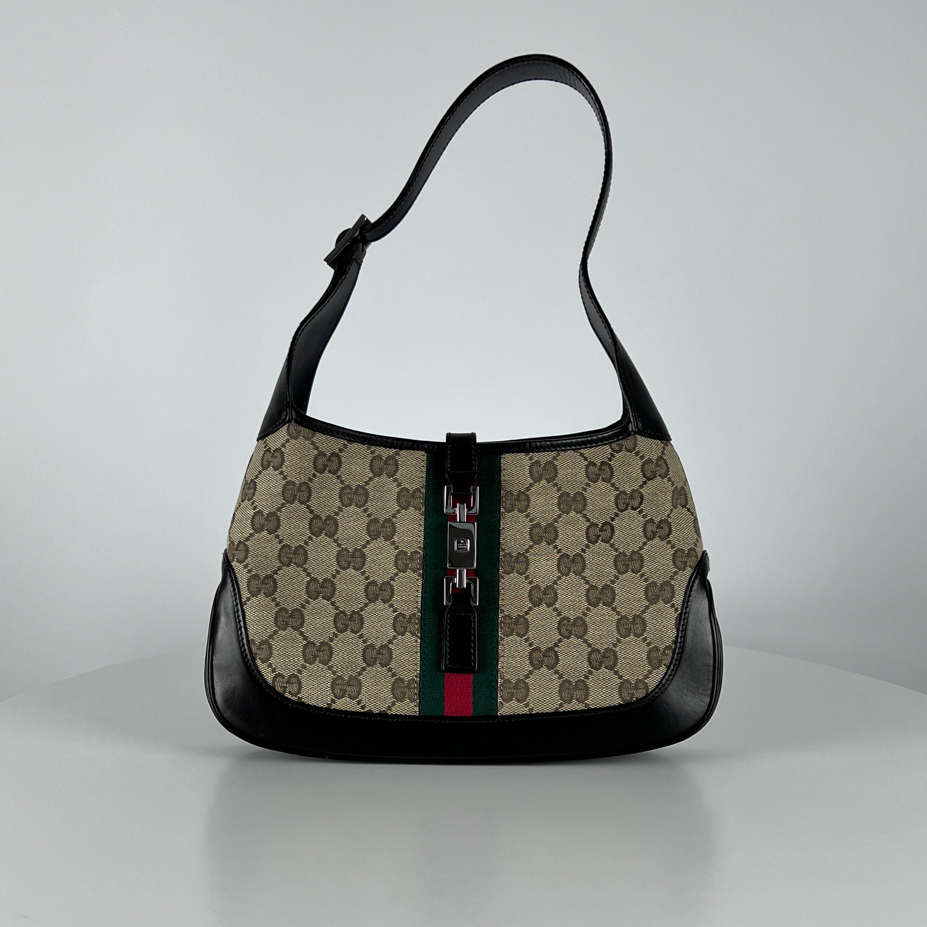 GUCCI Jackie Iconic canvas and brown leather handbag
