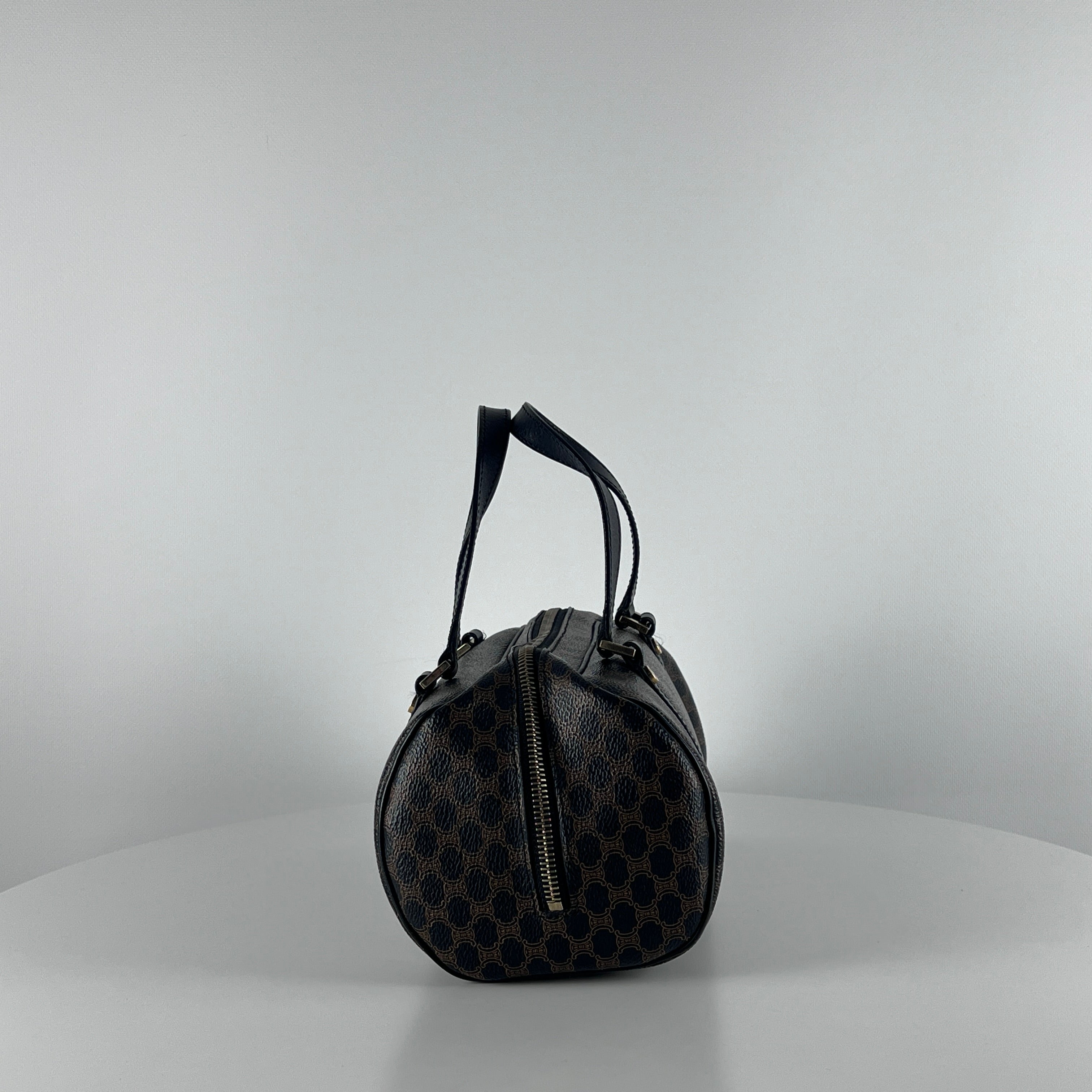 CELINE Papillon canvas and black leather handbag