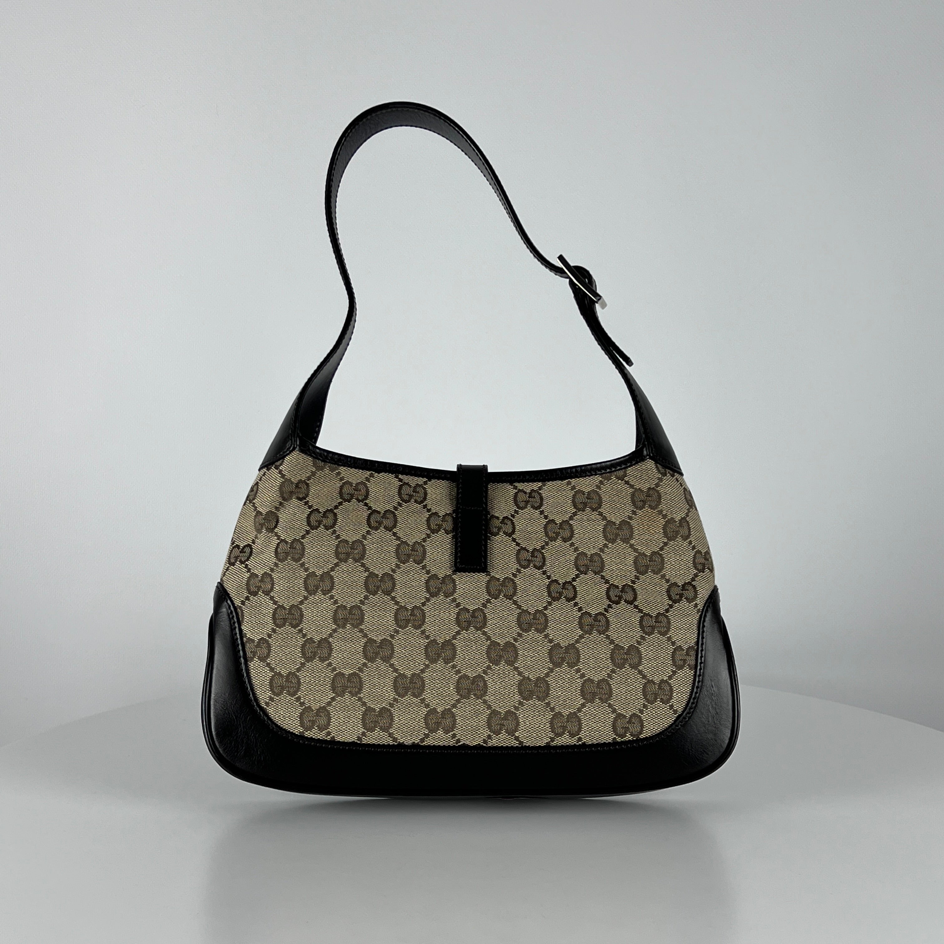 GUCCI Jackie Iconic canvas and brown leather handbag