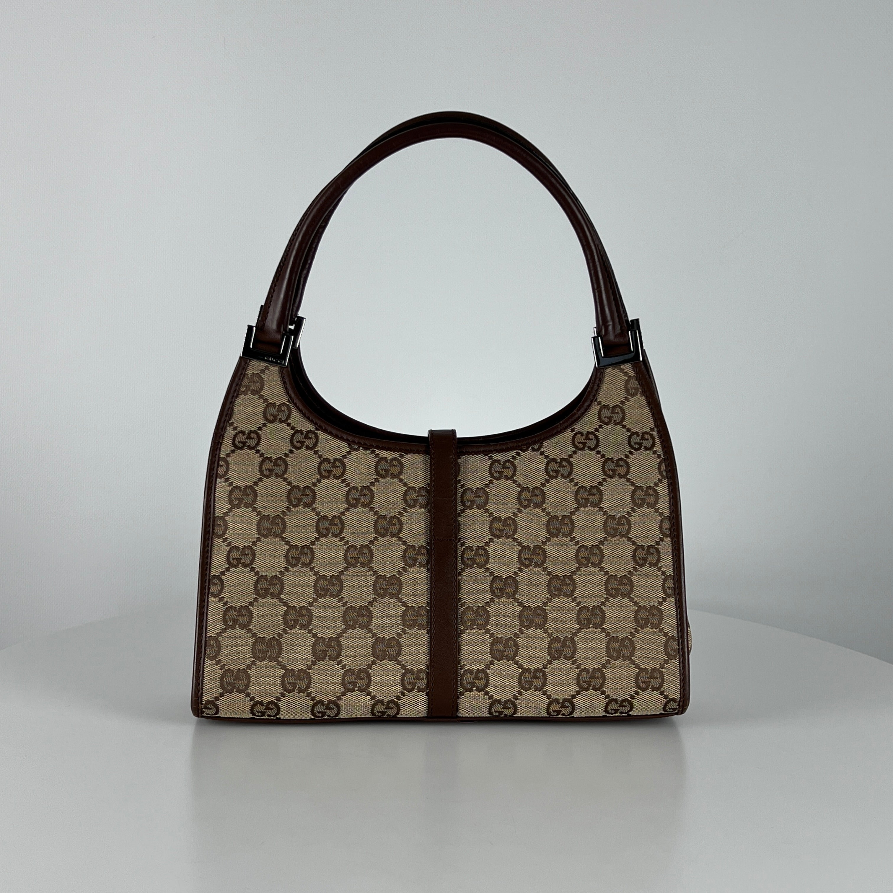 GUCCI Jackie canvas and brown leather handbag