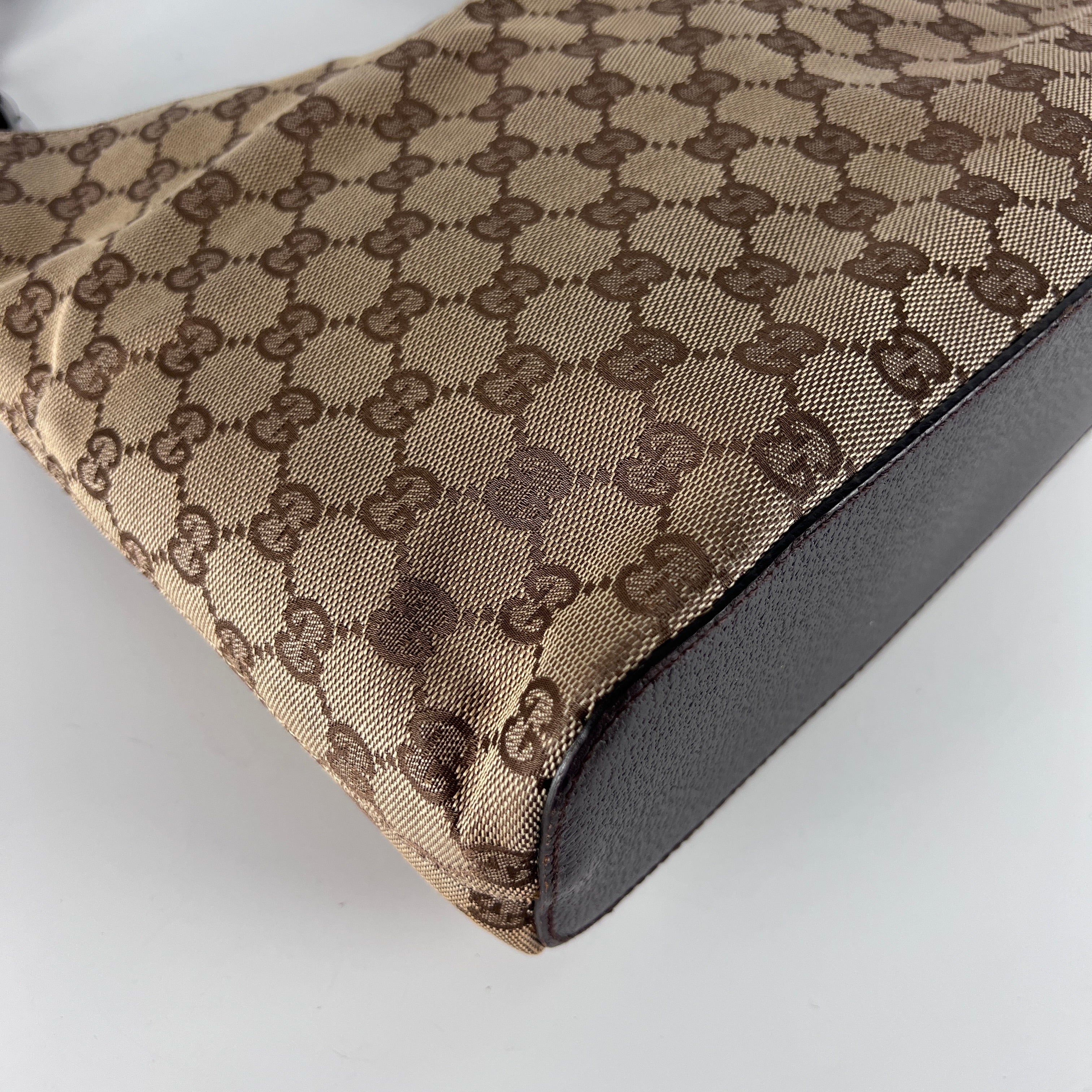 Sac à main GUCCI Hobo Bamboo toile et cuir marron