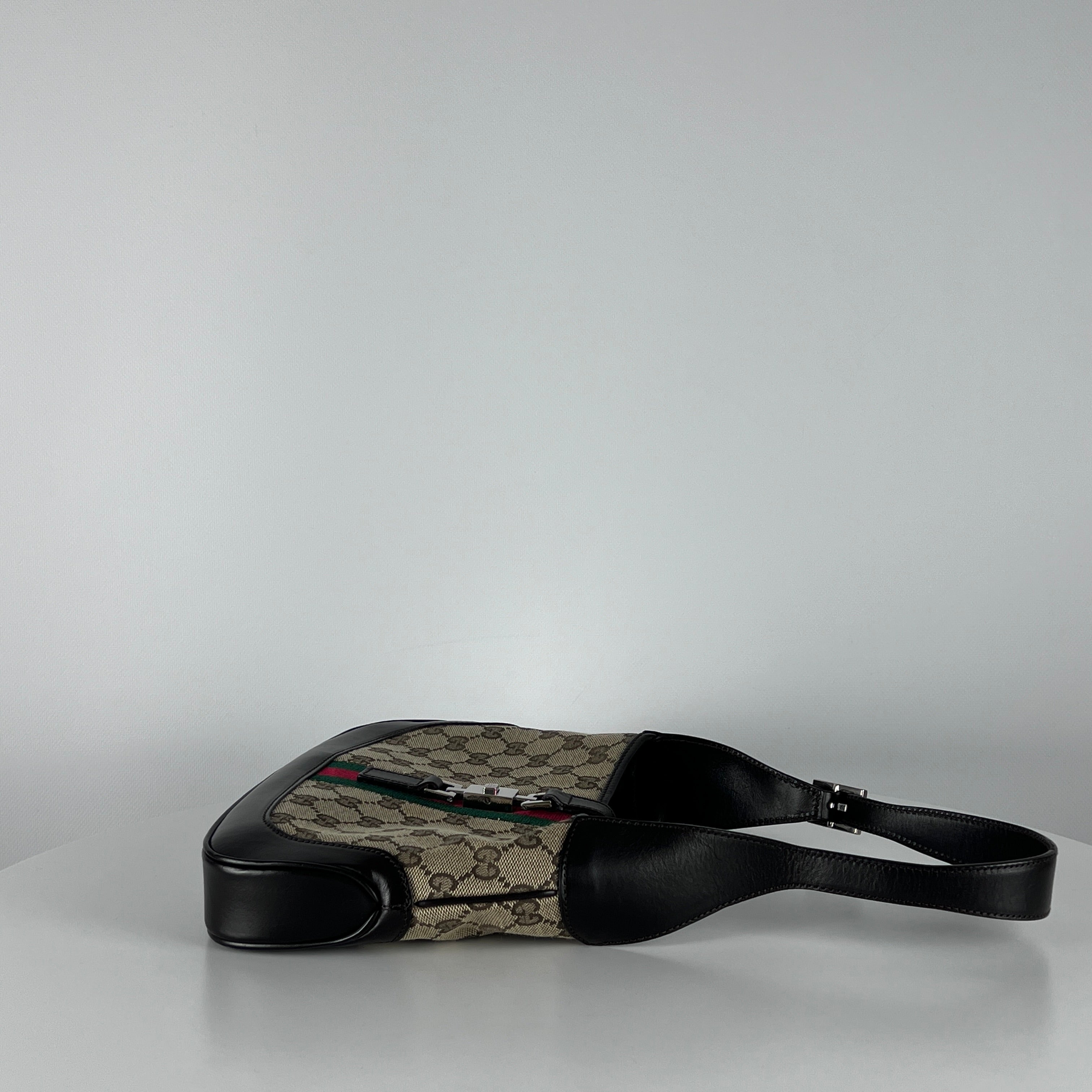 GUCCI Jackie Iconic canvas and brown leather handbag