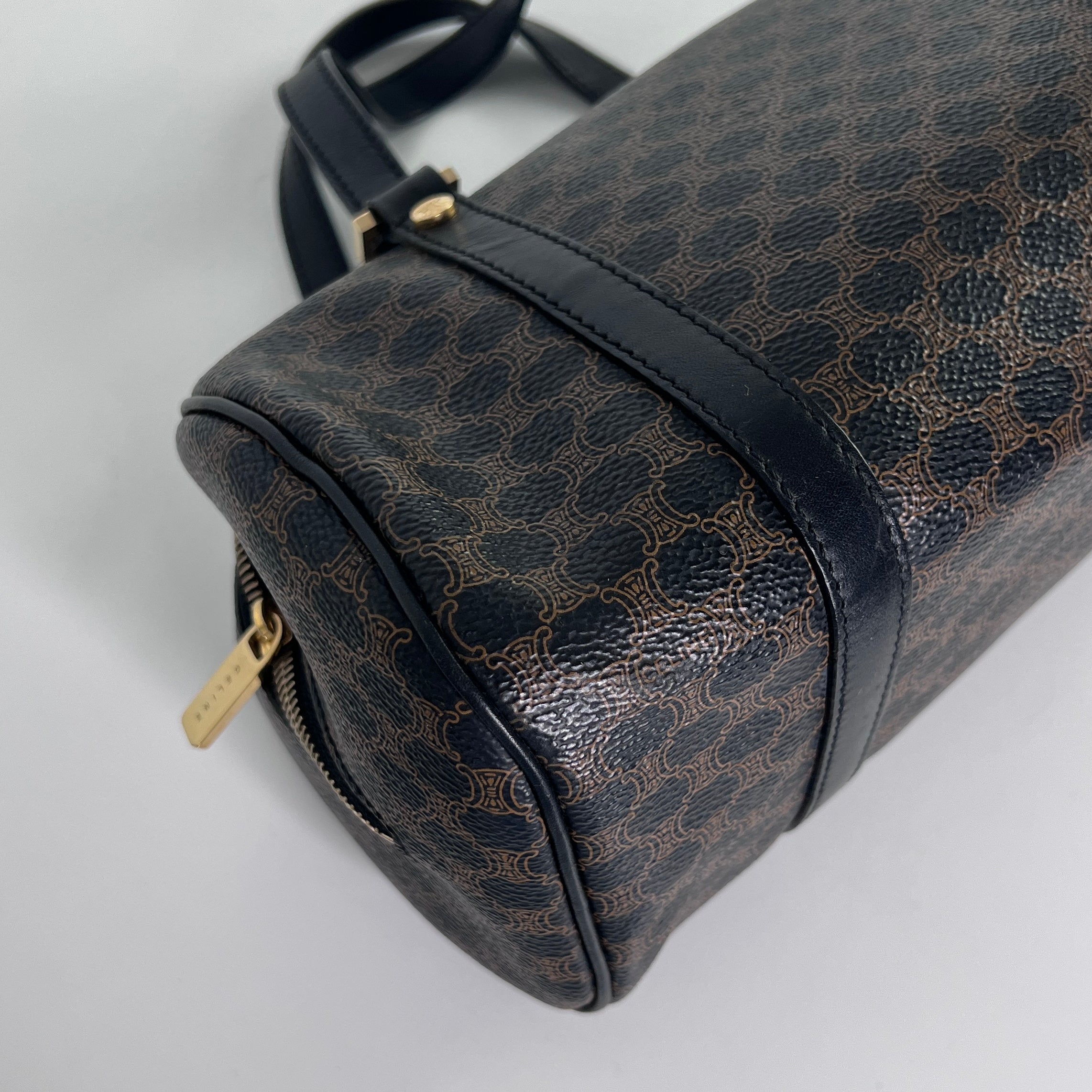 CELINE Papillon canvas and black leather handbag