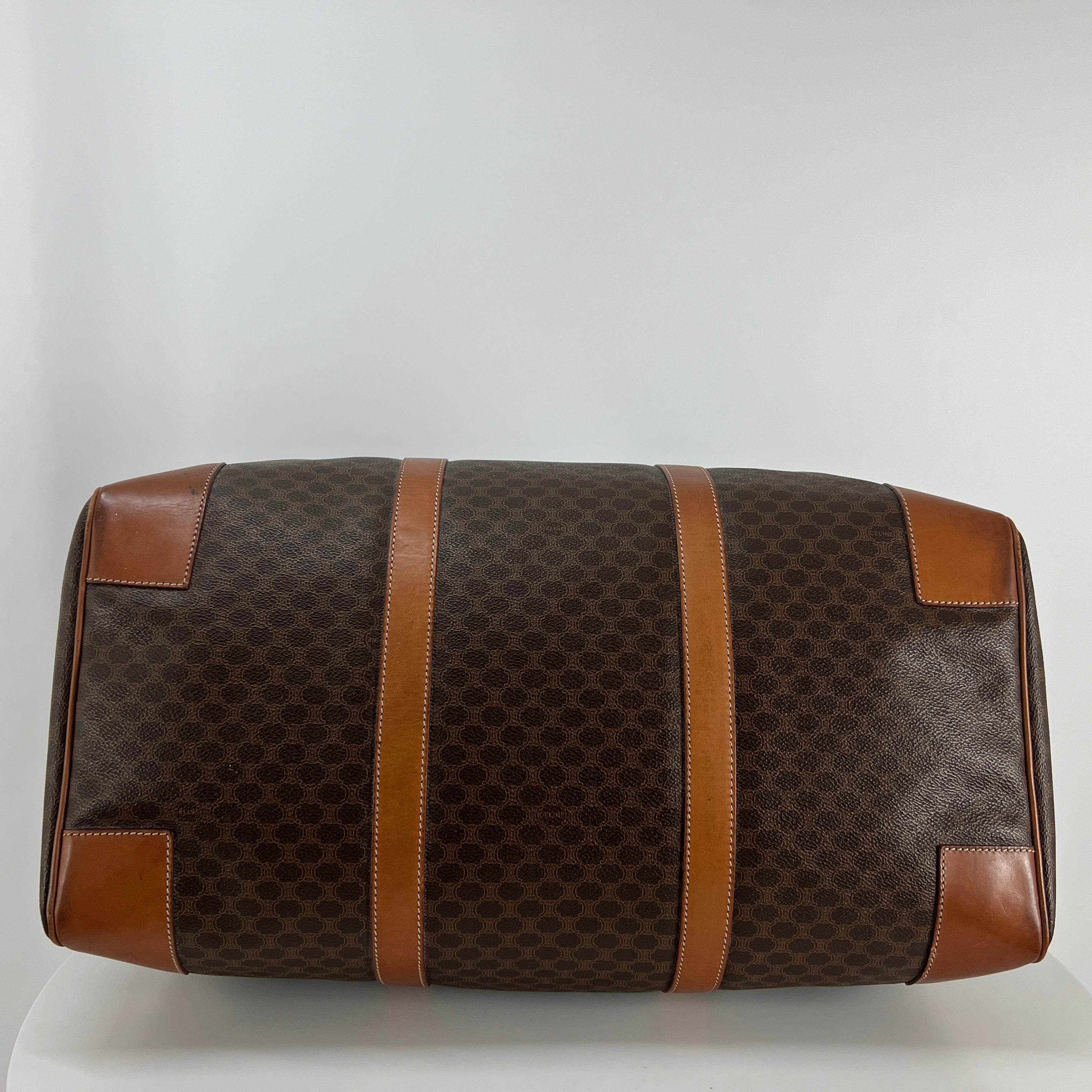 Sac à main CELINE Boston toile et cuir marron