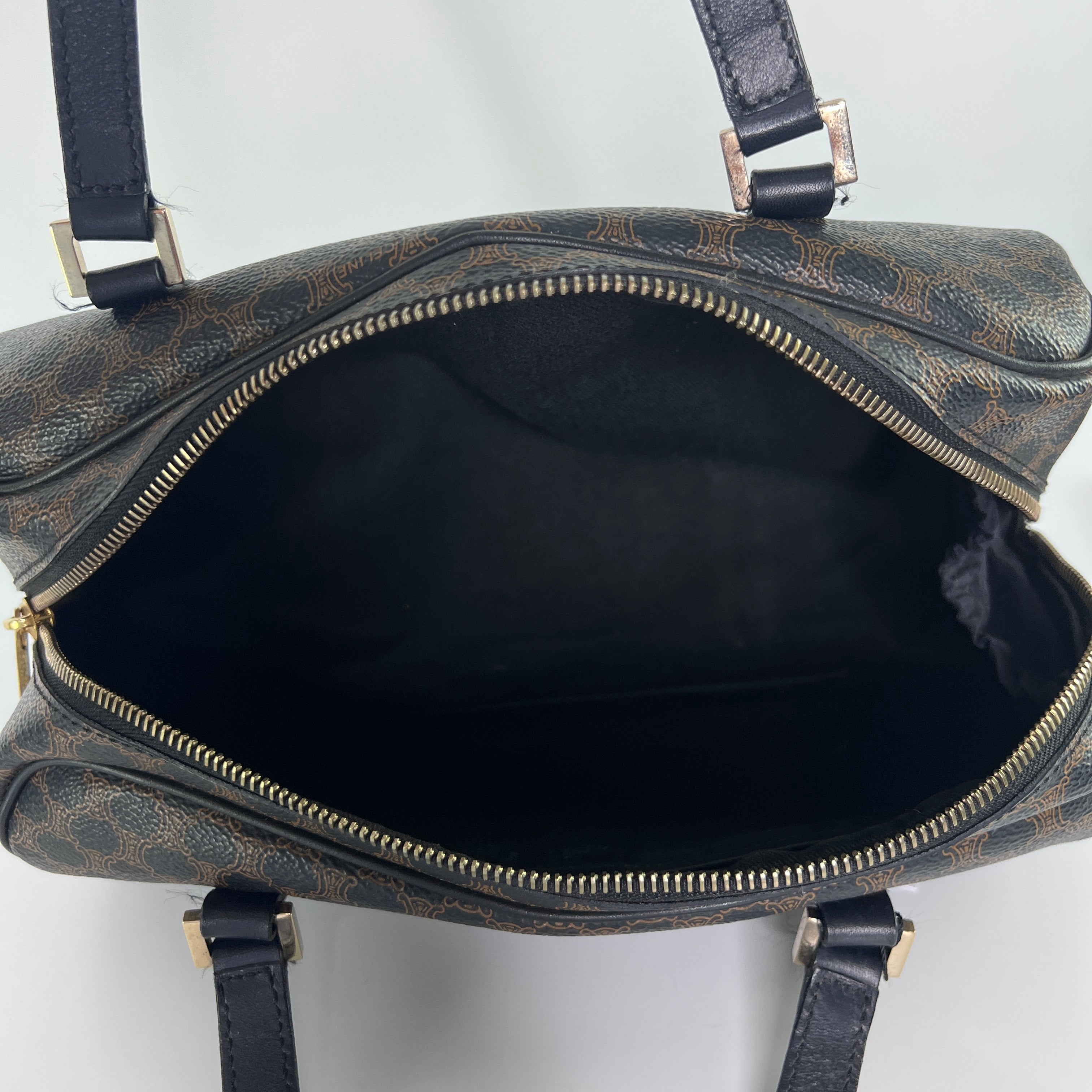 CELINE Papillon canvas and black leather handbag