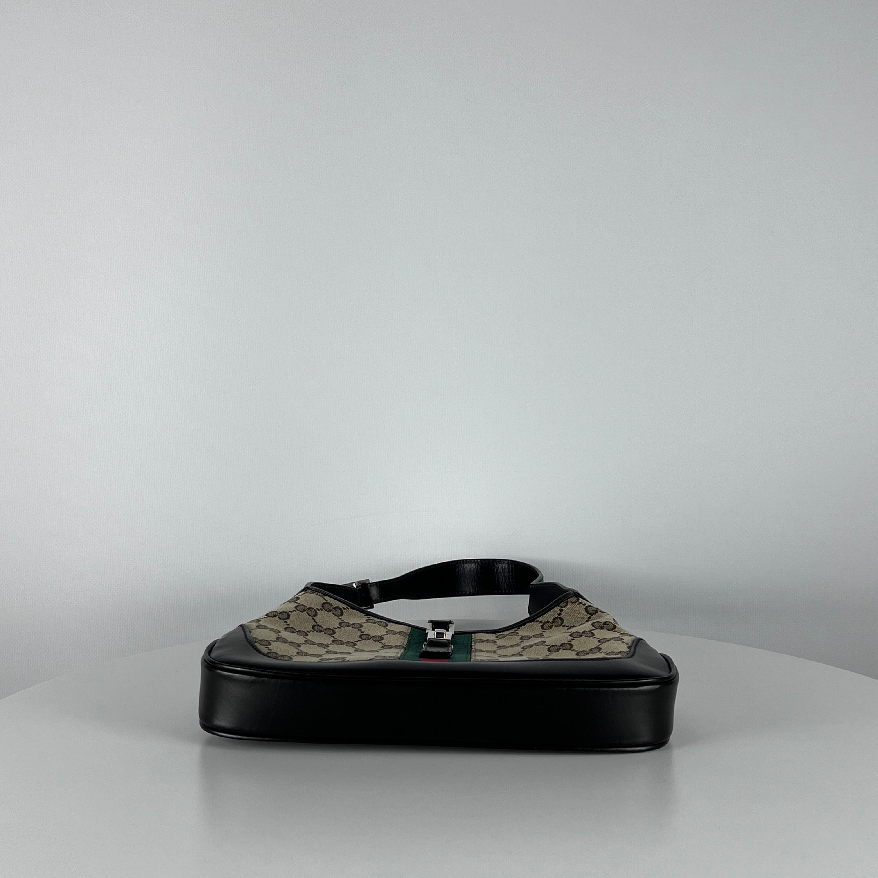 GUCCI Jackie Iconic canvas and brown leather handbag