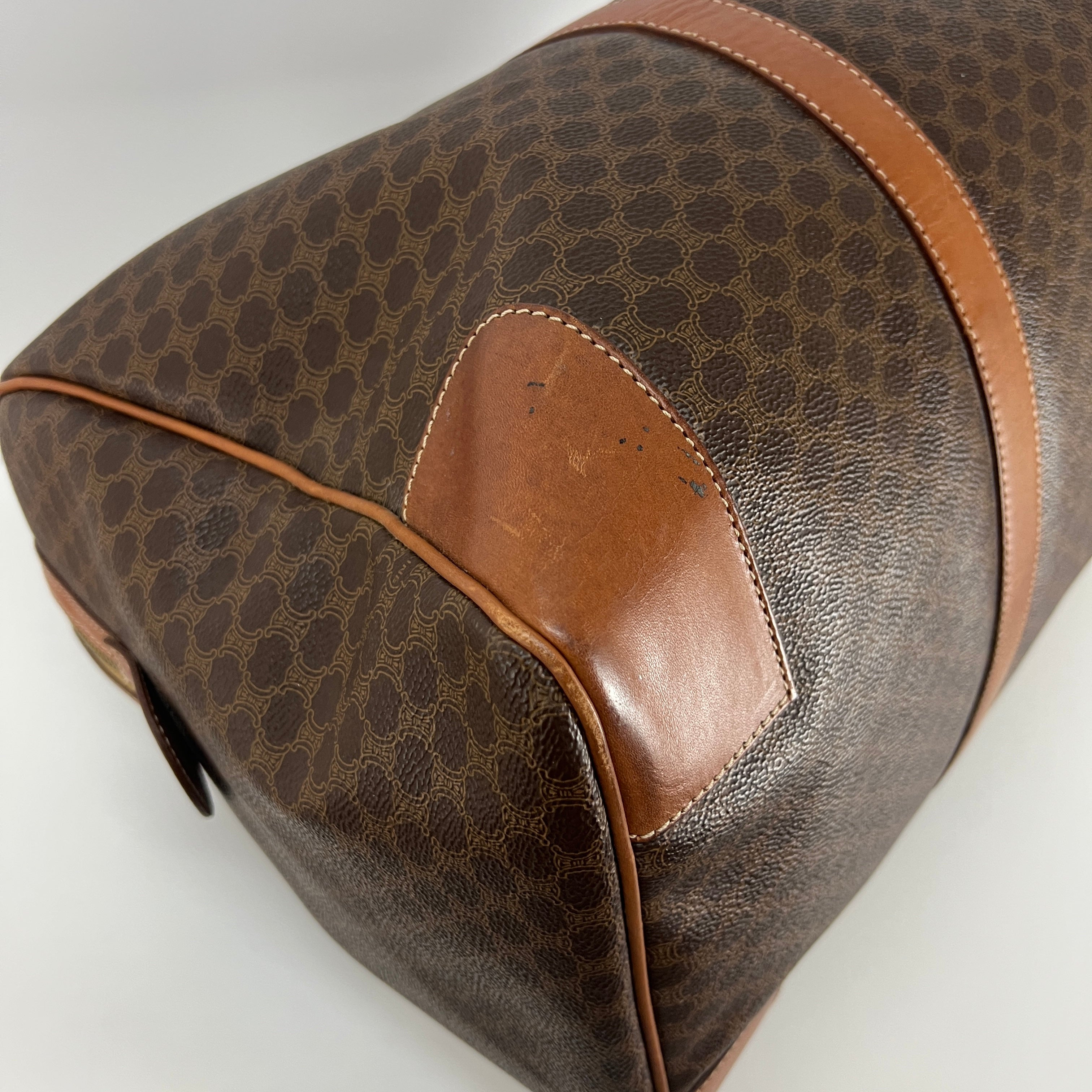 Sac à main CELINE Boston toile et cuir marron