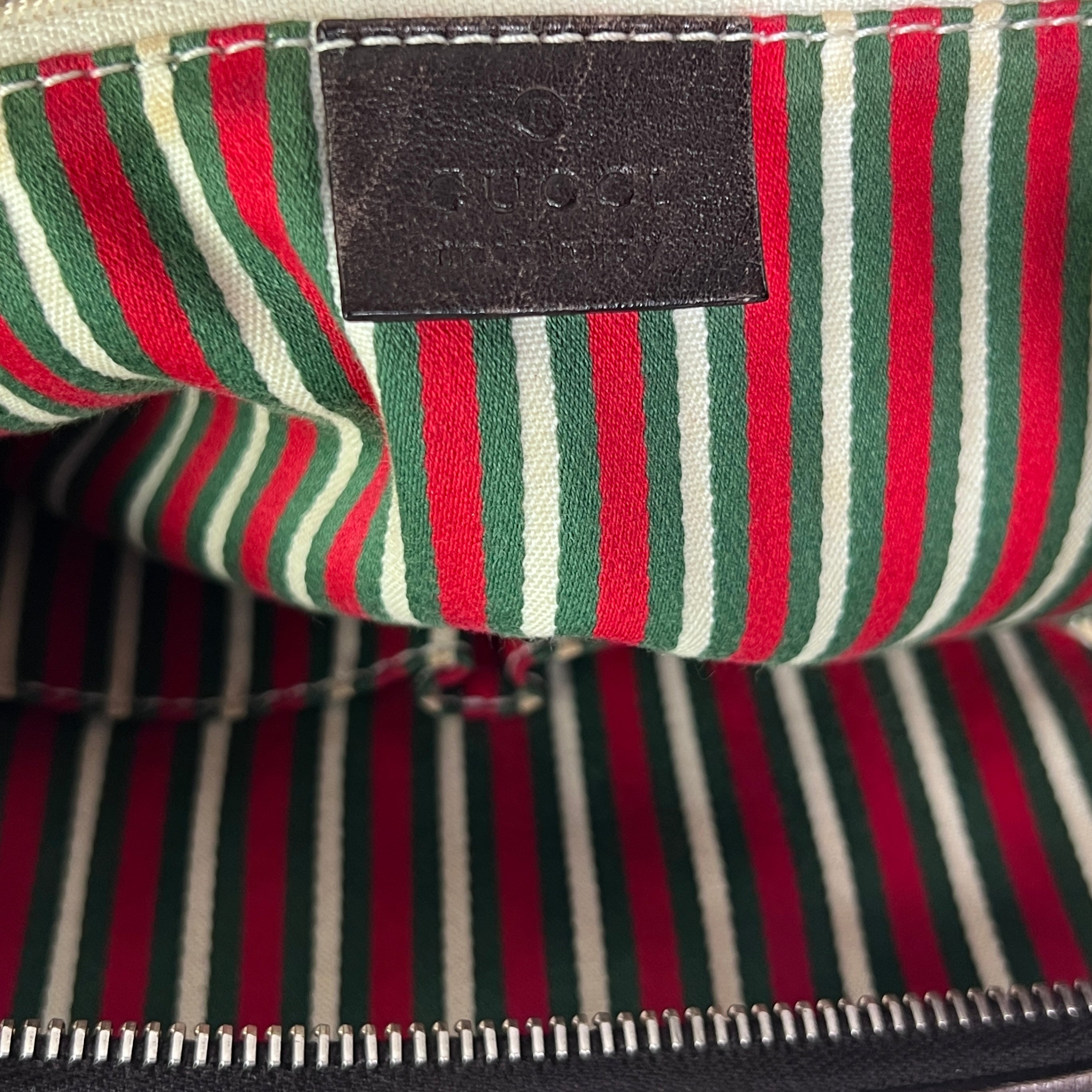 GUCCI Hobo GG canvas and brown leather handbag