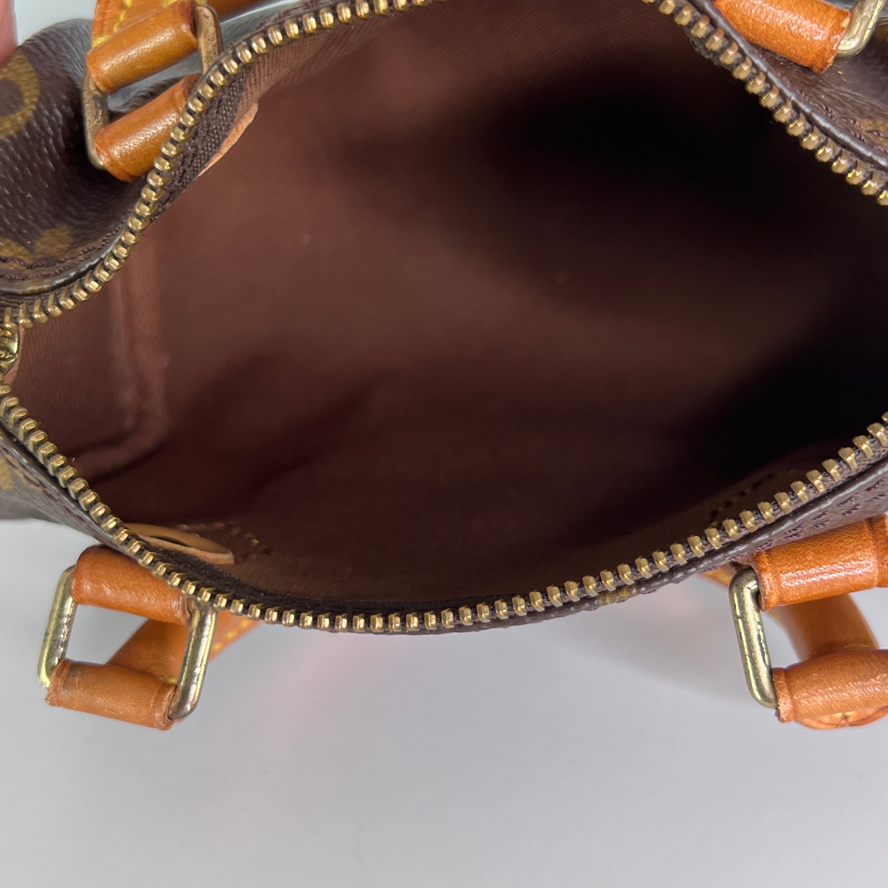 LOUIS VUITTON Nano Speedy handbag in brown canvas and leather