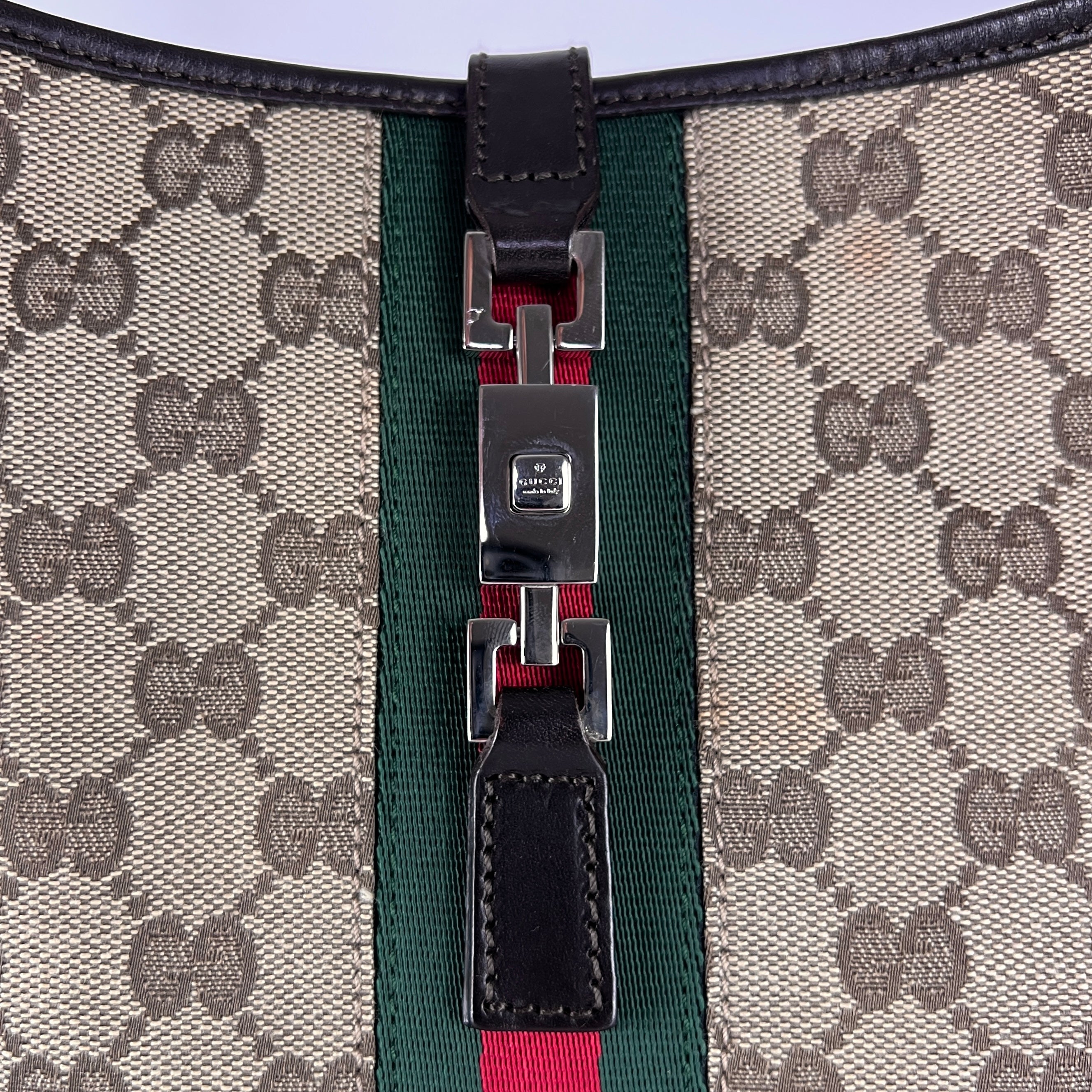 GUCCI Jackie Iconic canvas and brown leather handbag