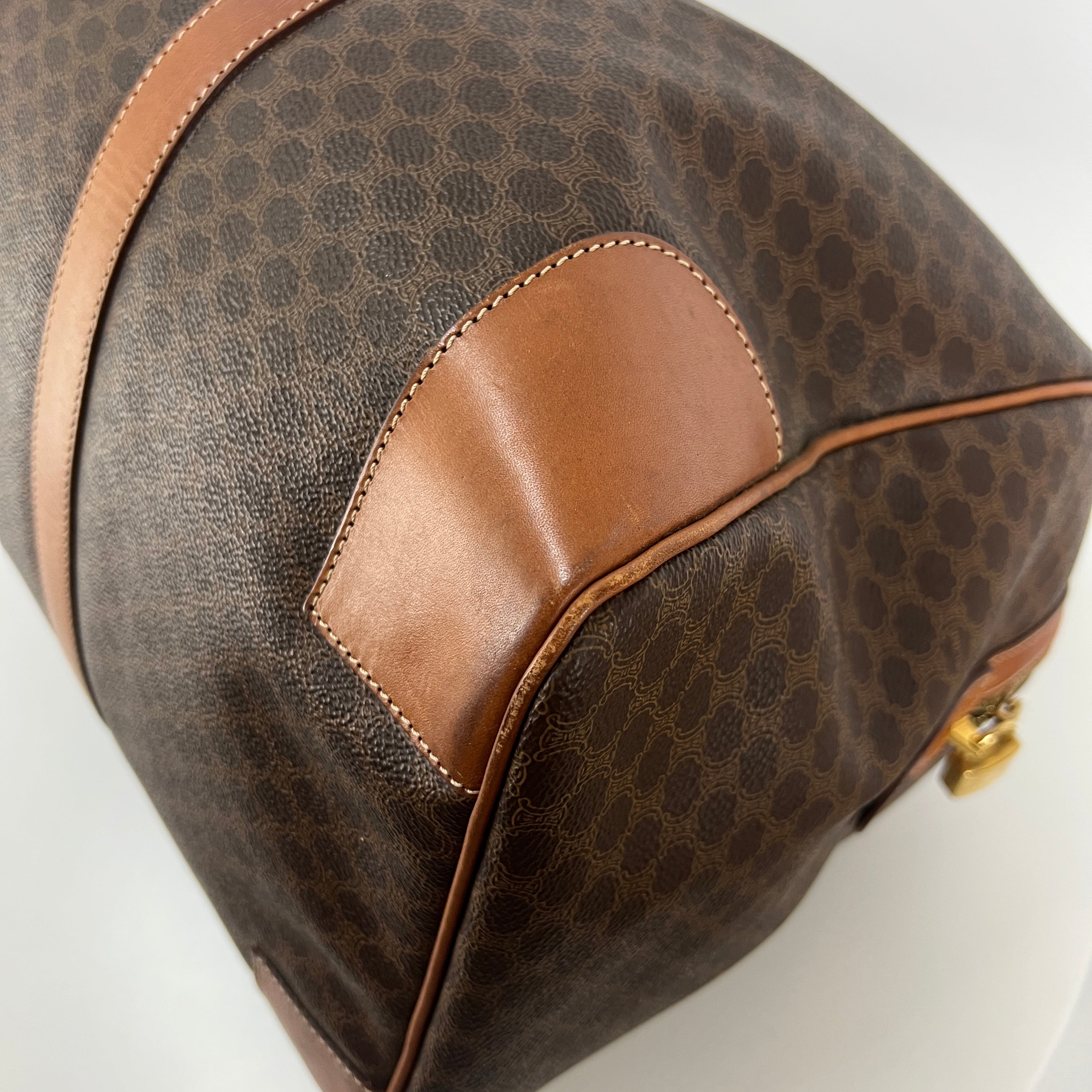 Sac à main CELINE Boston toile et cuir marron