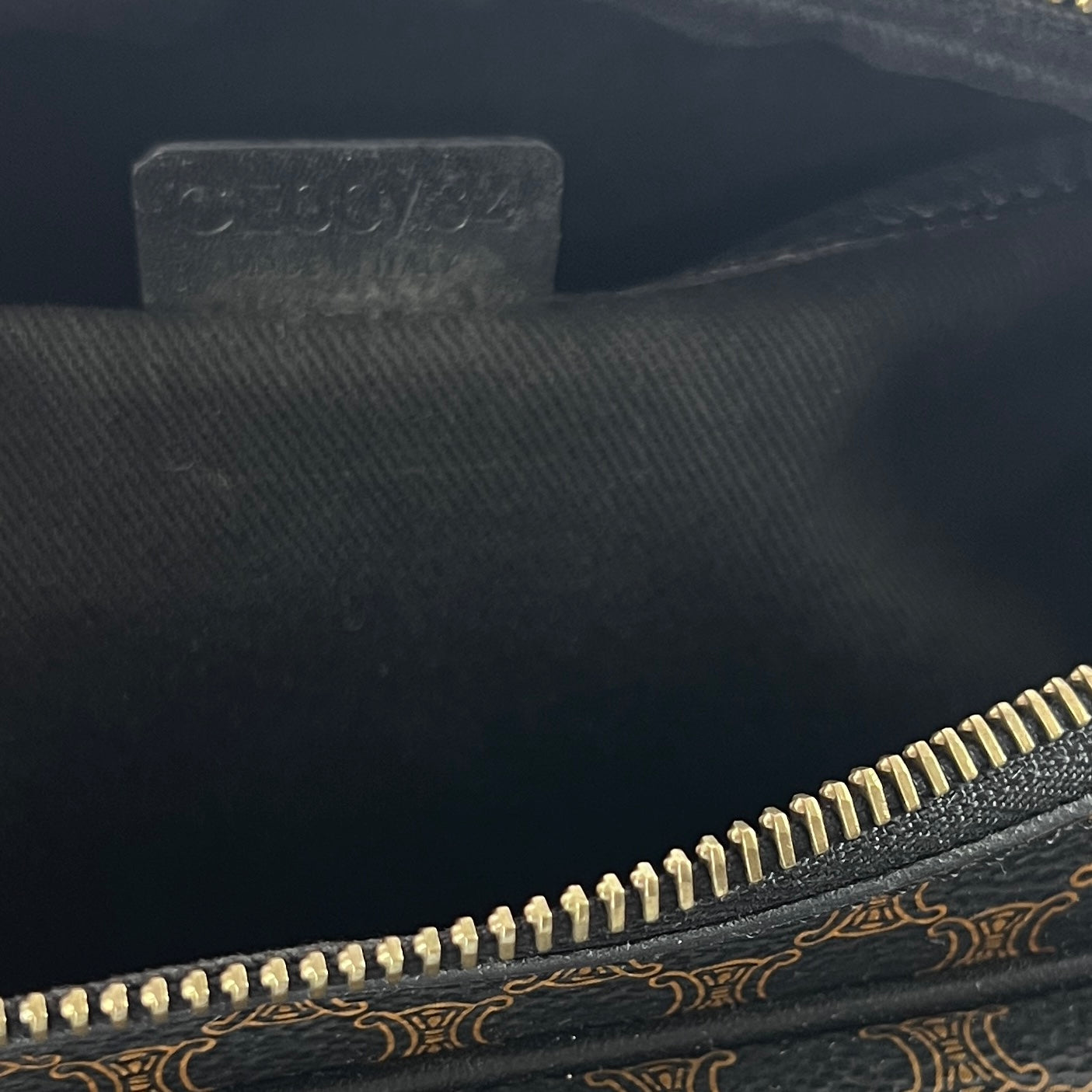 CELINE Papillon canvas and black leather handbag