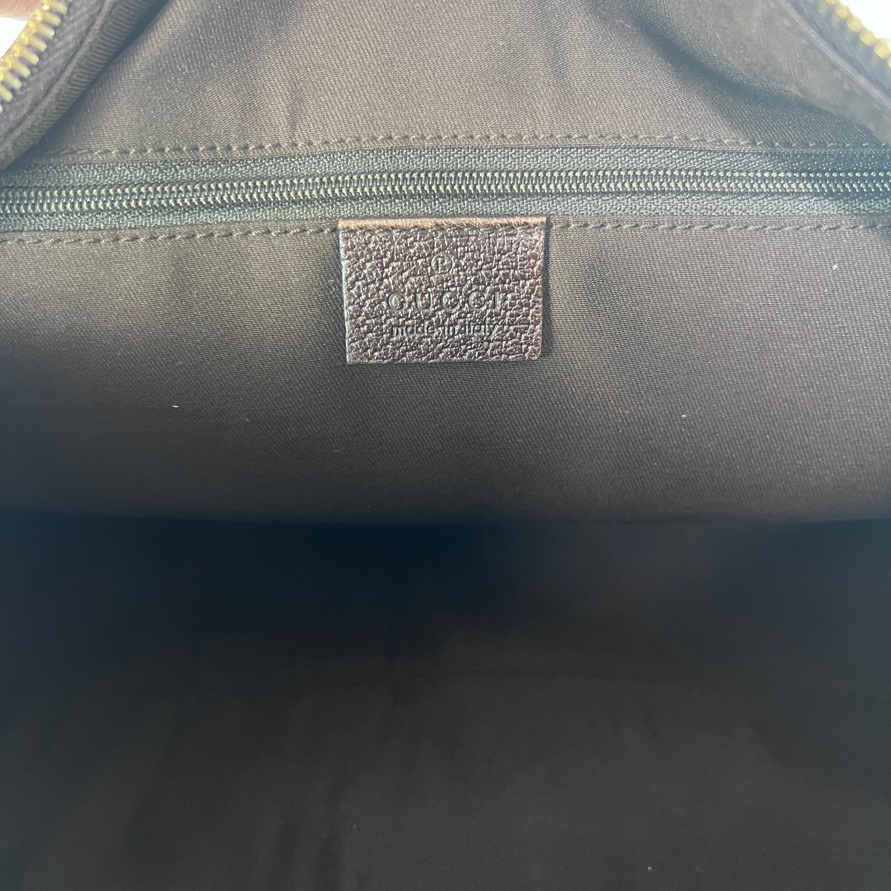 GUCCI Baguette handbag in brown canvas and leather