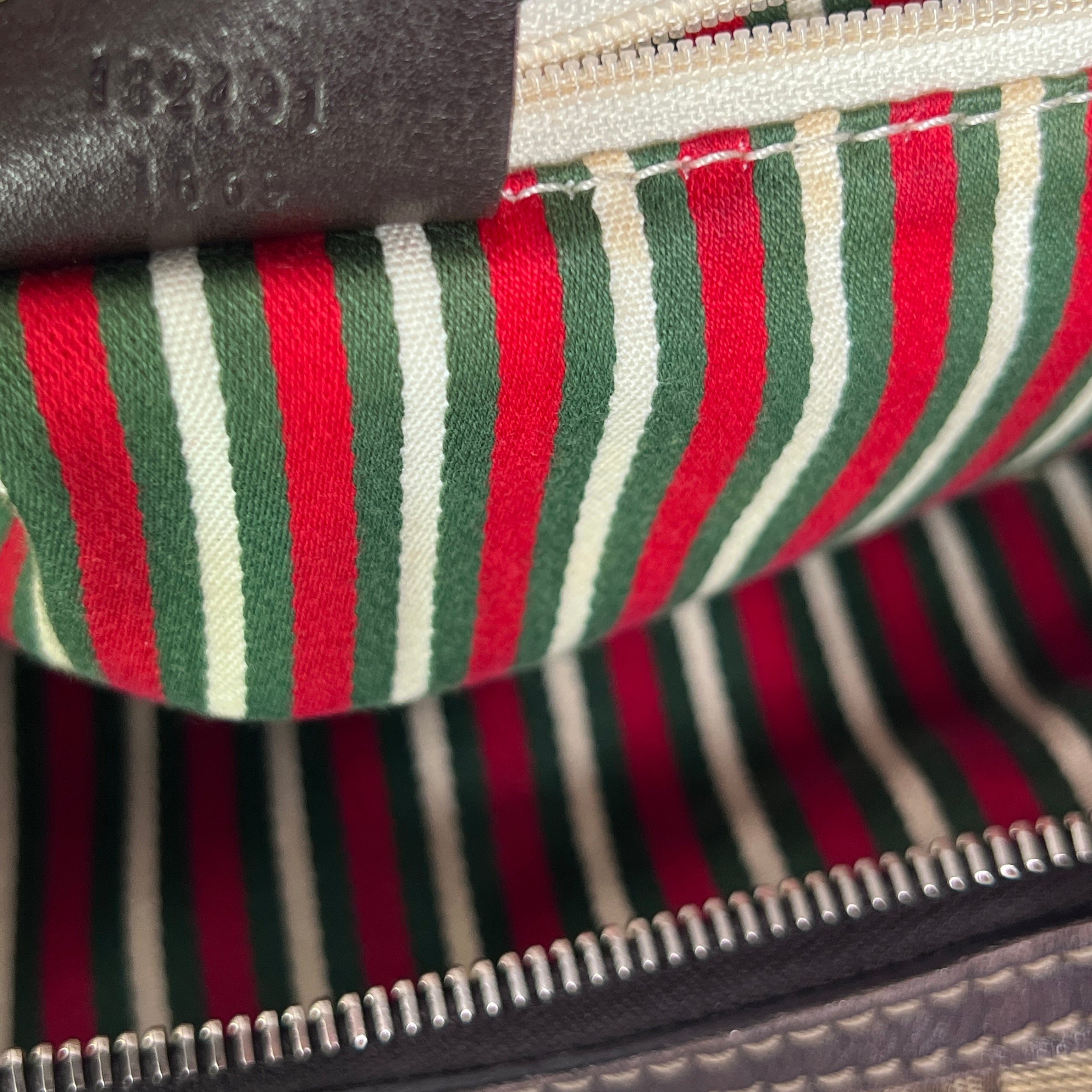 GUCCI Hobo GG canvas and brown leather handbag