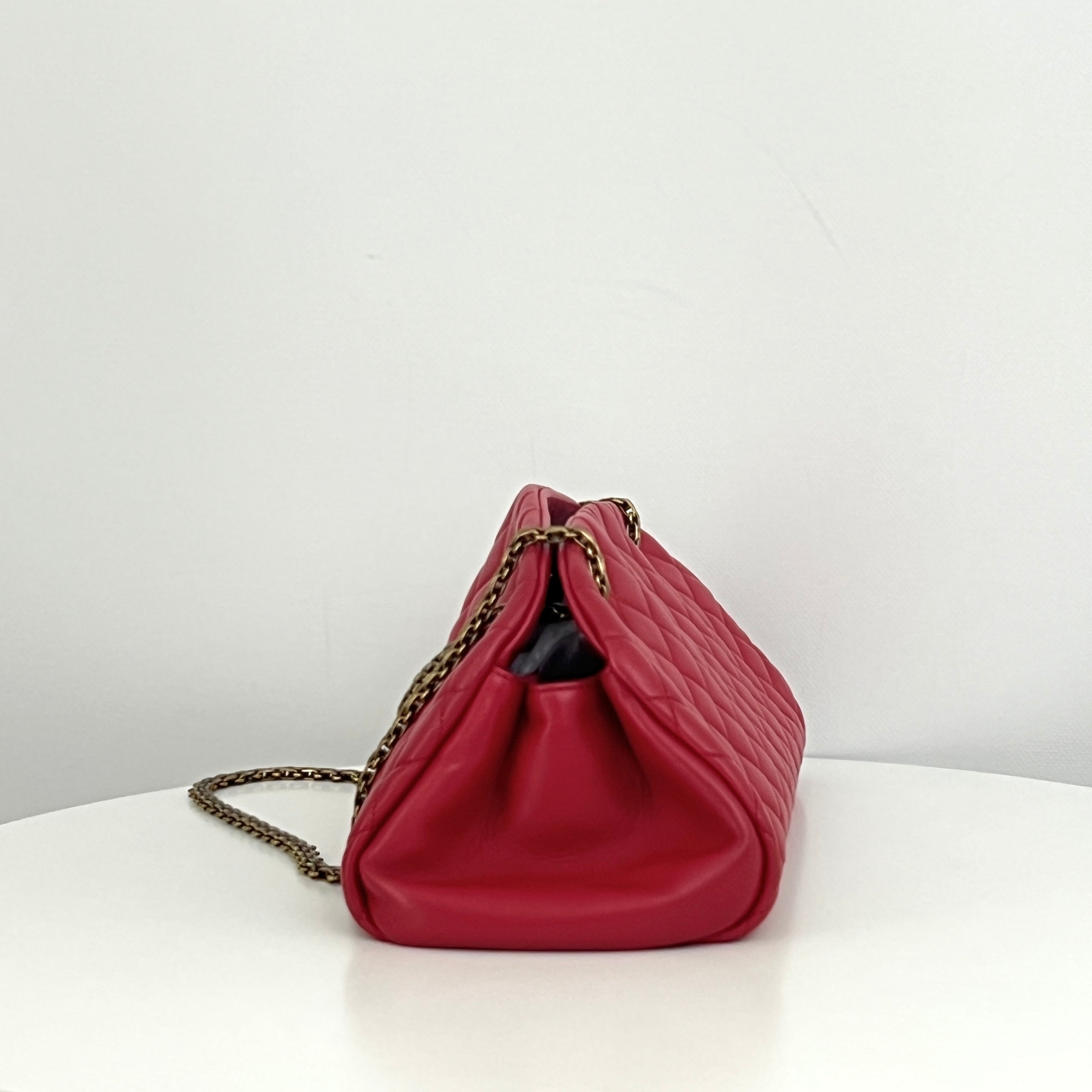 CHANEL Mademoiselle Bowling Bag in Red Lambskin