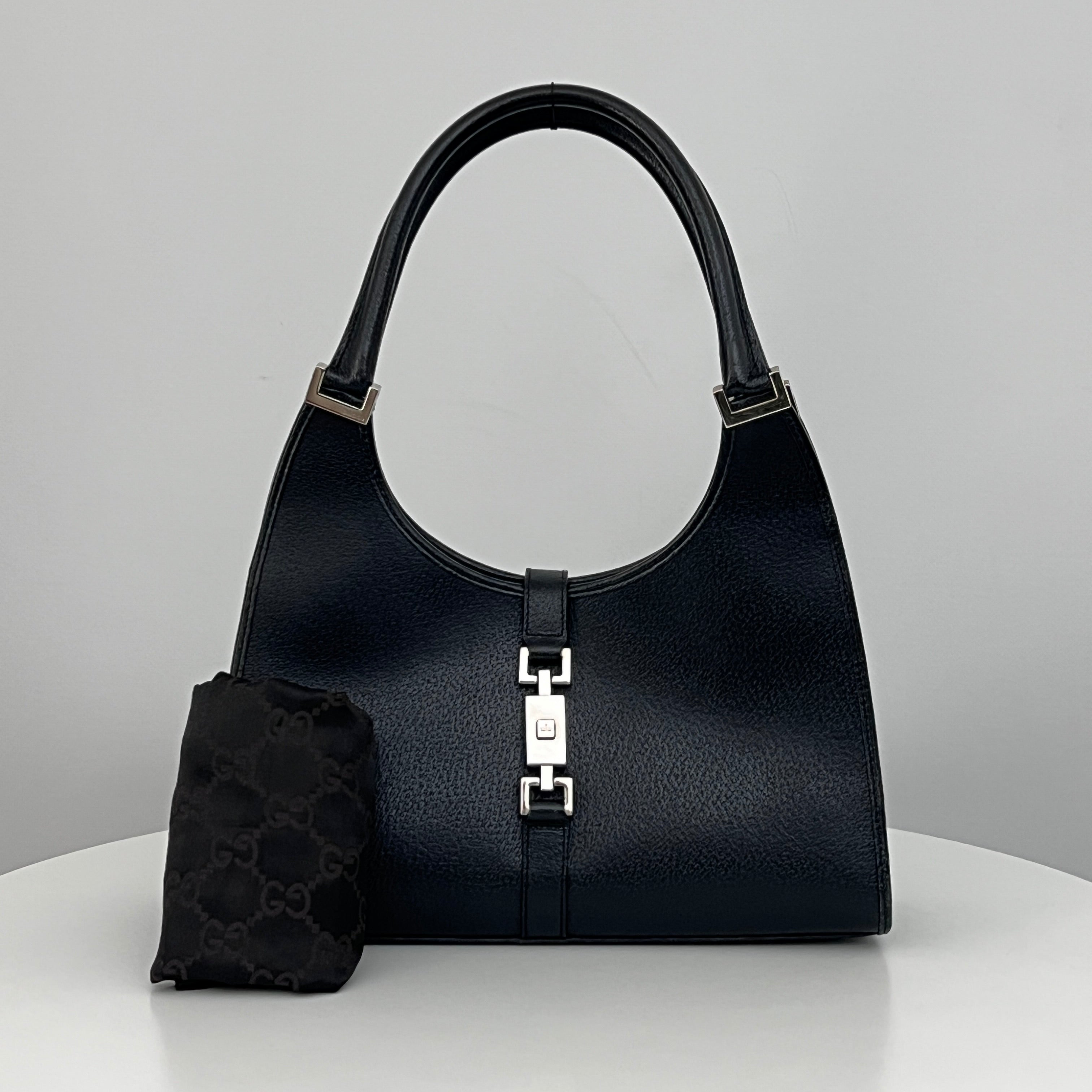 GUCCI Jackie black grained leather bag
