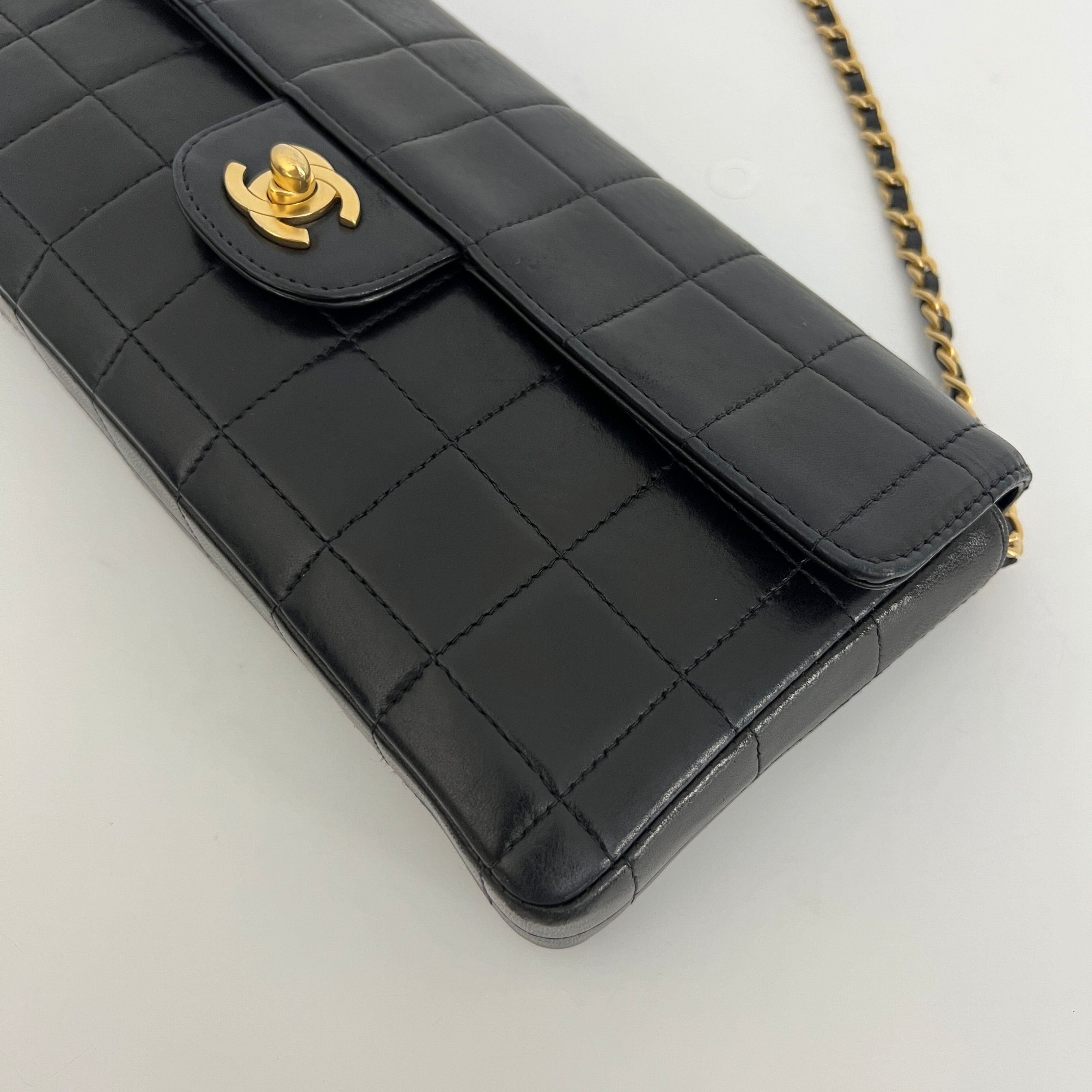 CHANEL East West Chocolate Bar Bag Black Lambskin