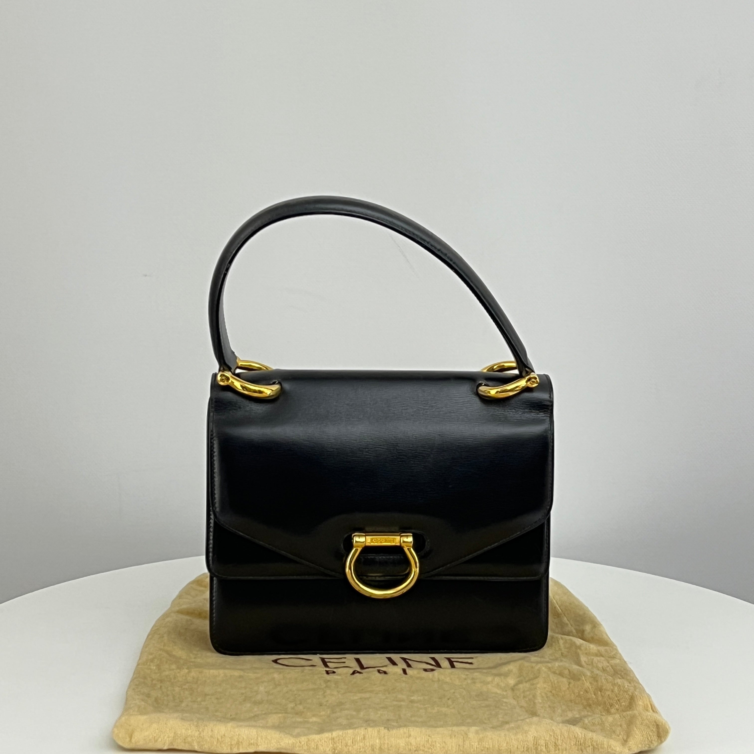 Sac CELINE Top Handle cuir lisse noir