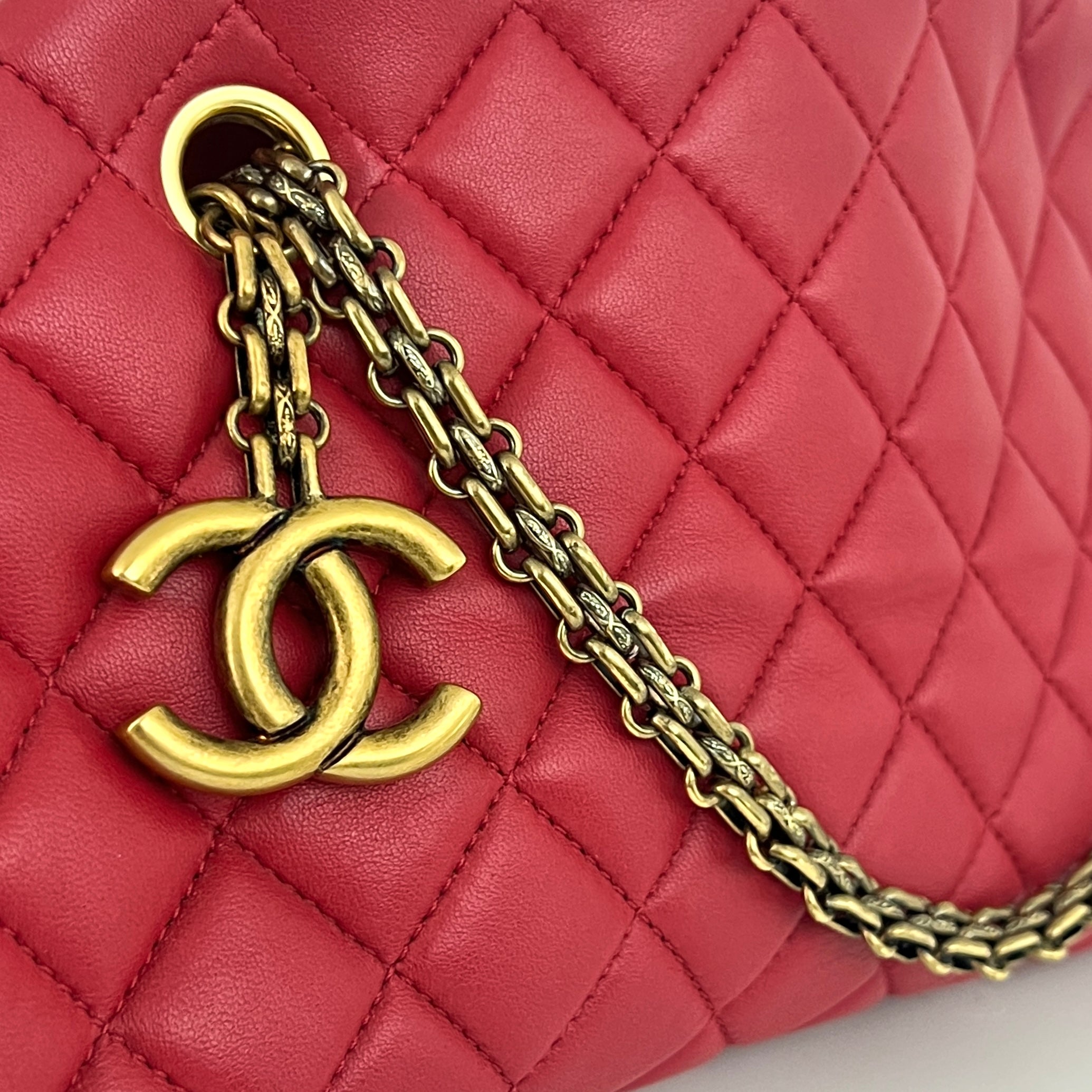 CHANEL Mademoiselle Bowling Bag in Red Lambskin