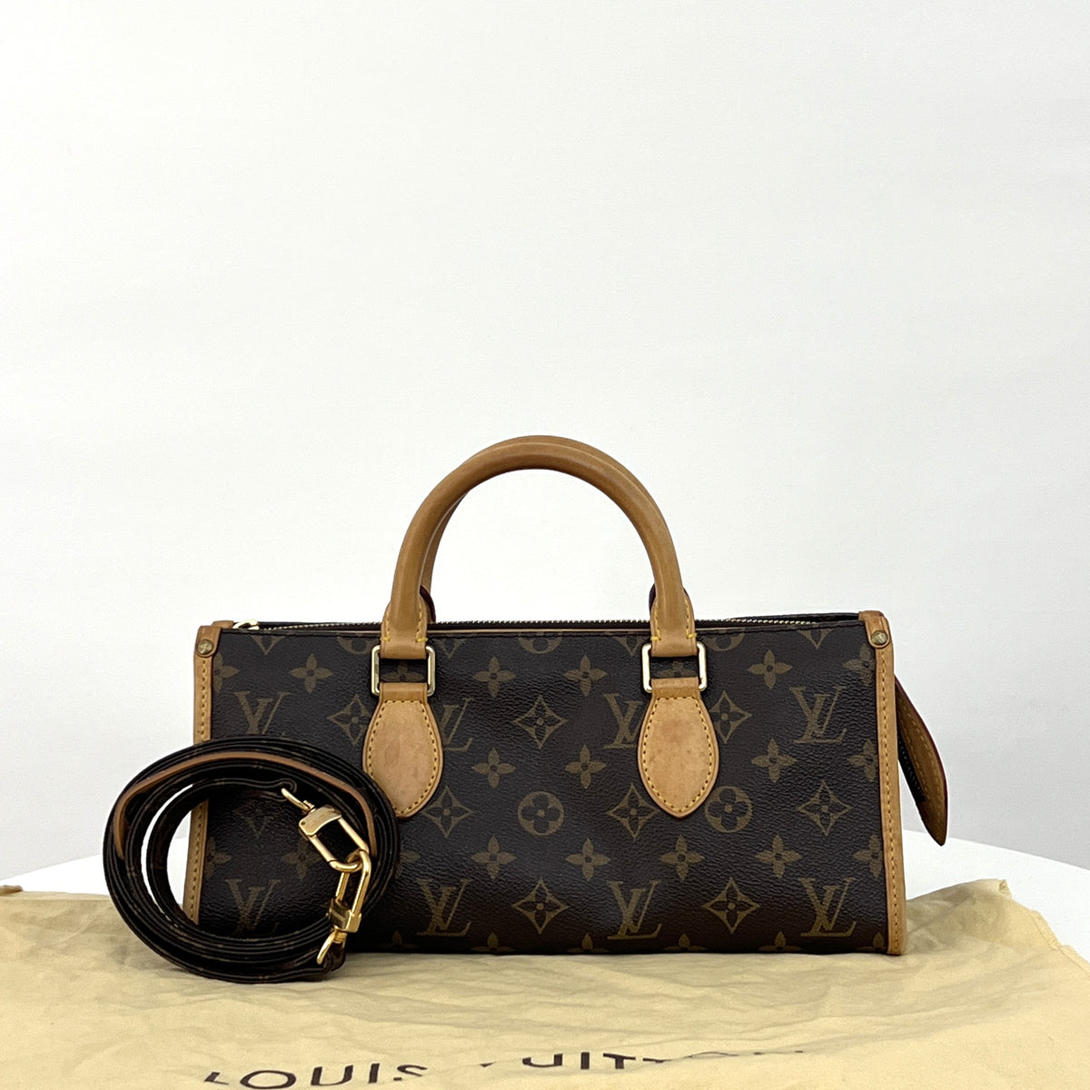 Sac à bandoulière LOUIS VUITTON Popincourt toile et cuir marron vintage 2006