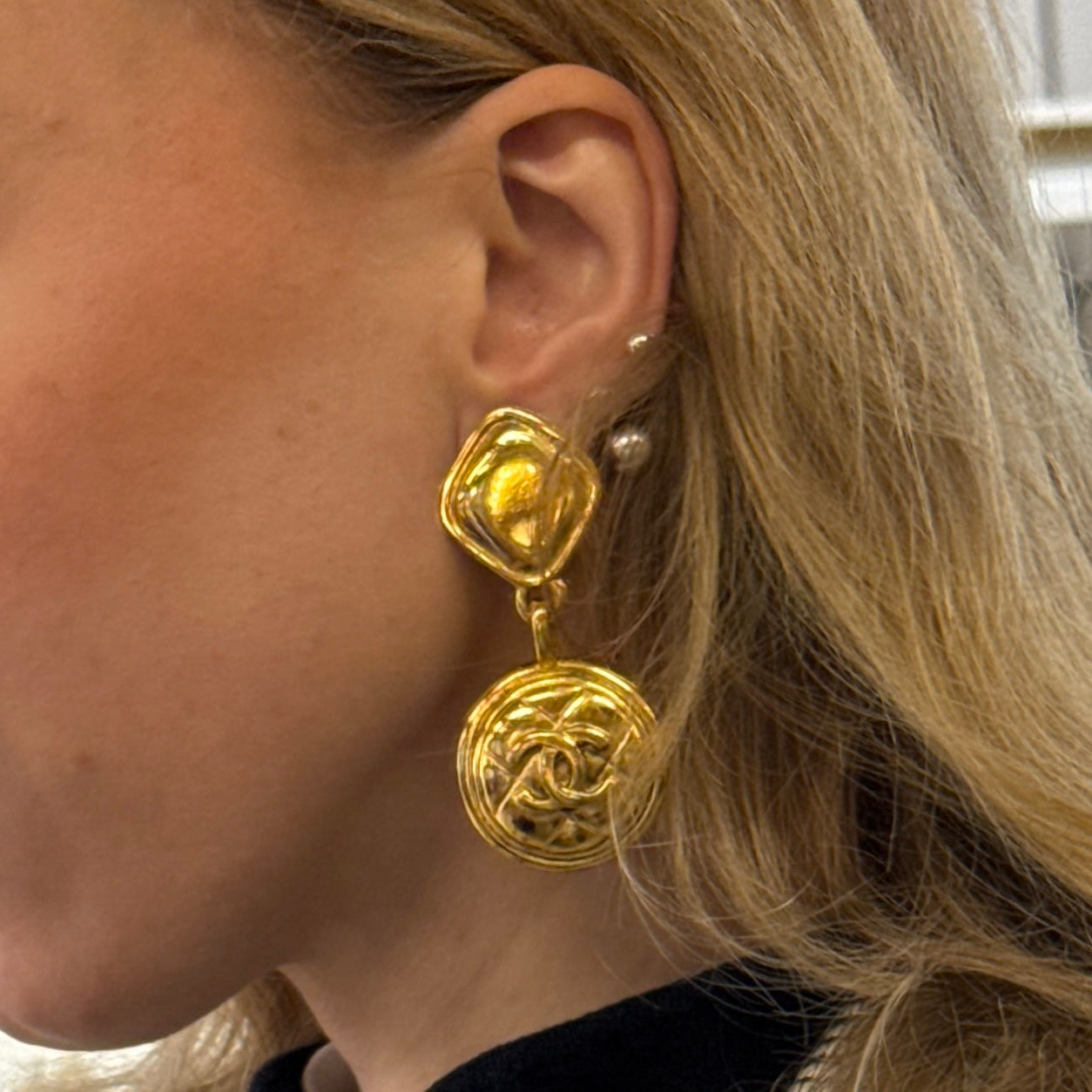 CHANEL Quilted CC Clip-On Earrings