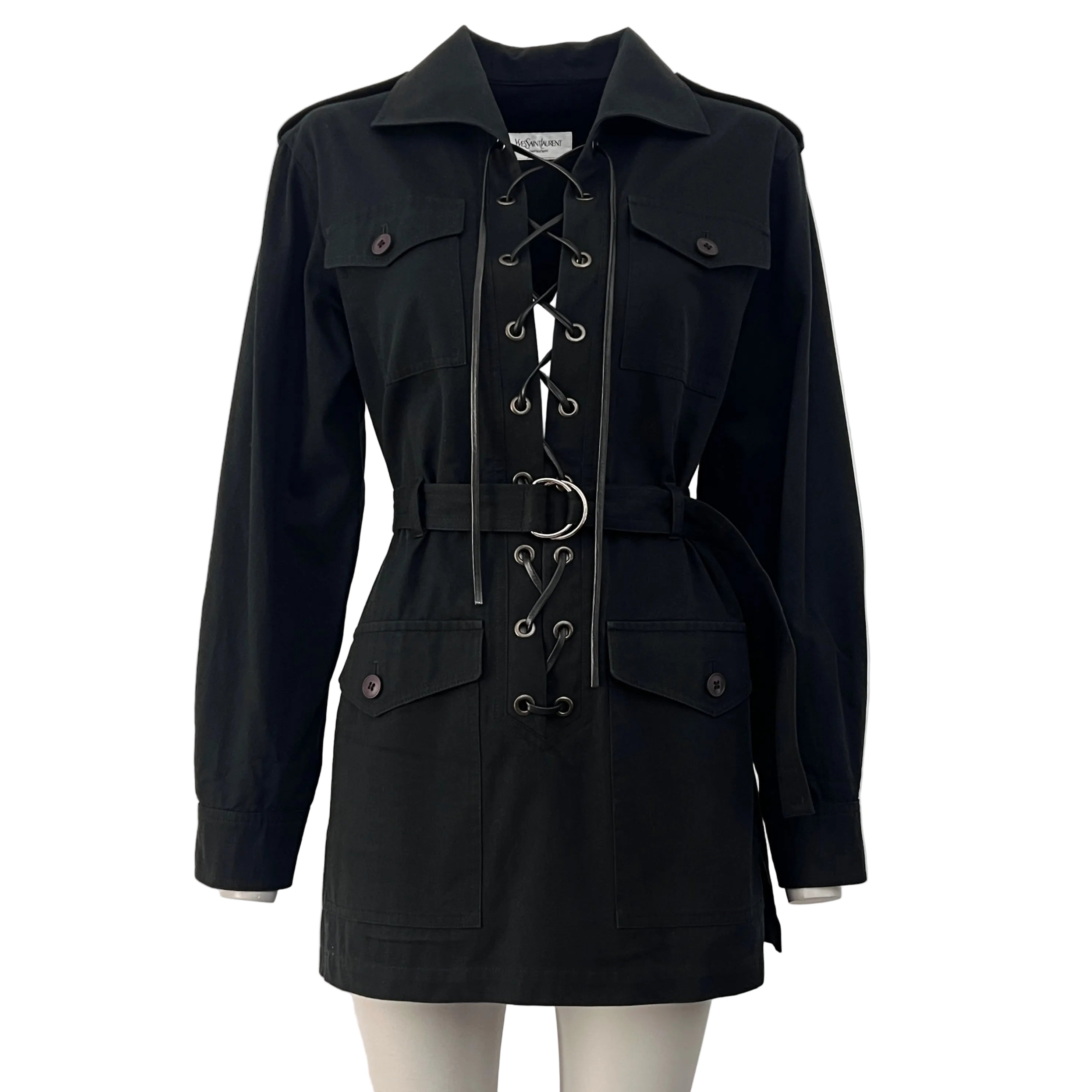 Tunique SAINT LAURENT Saharienne S Coton Noir