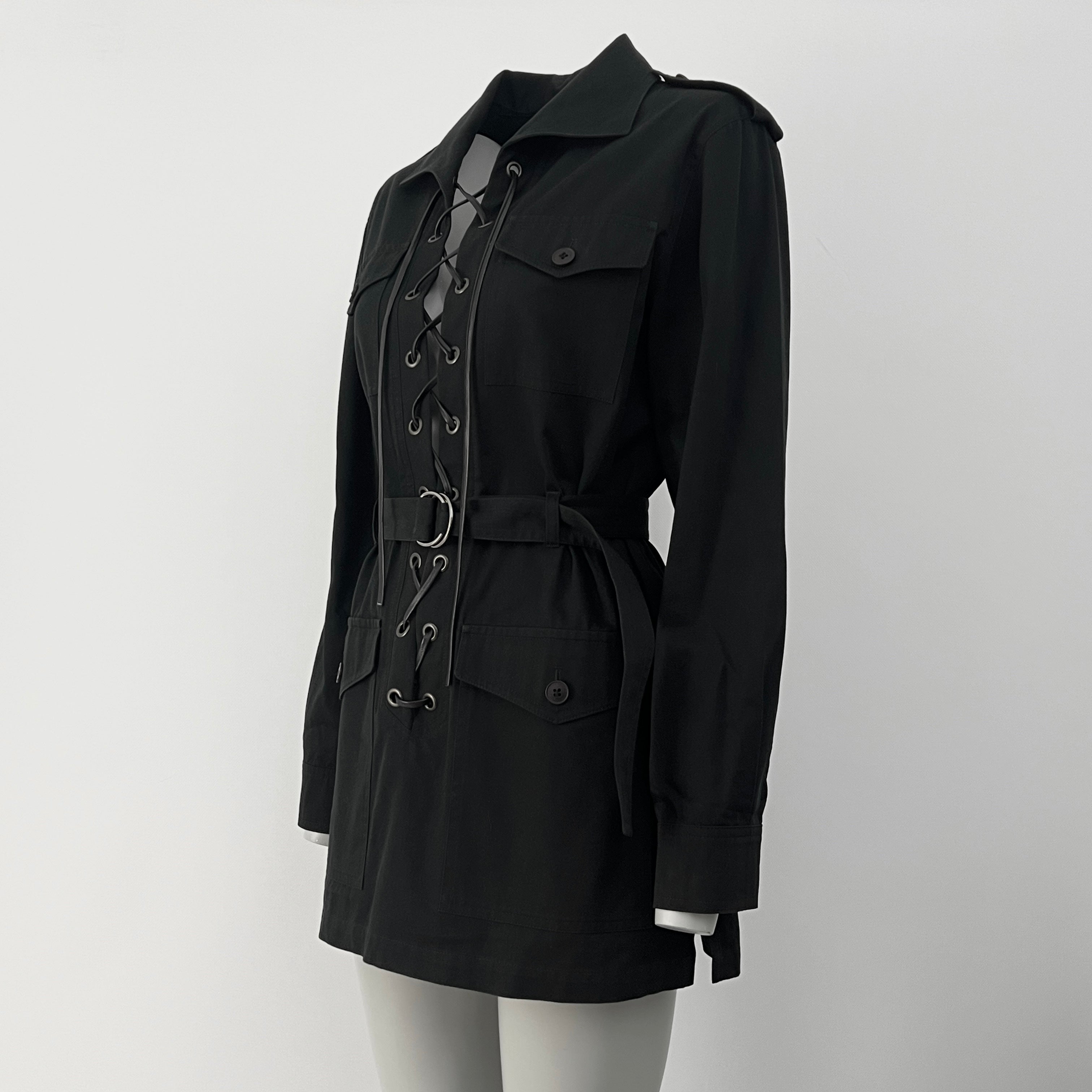 SAINT LAURENT Safari Dress XS Cotton Green