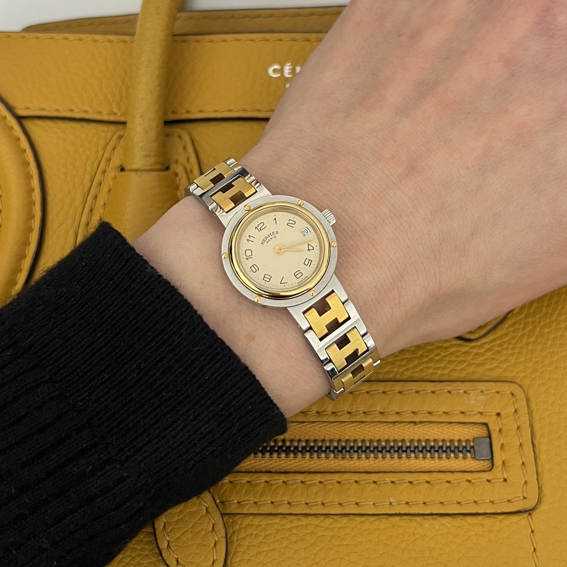 Montre HERMÈS Clipper acier bicolore