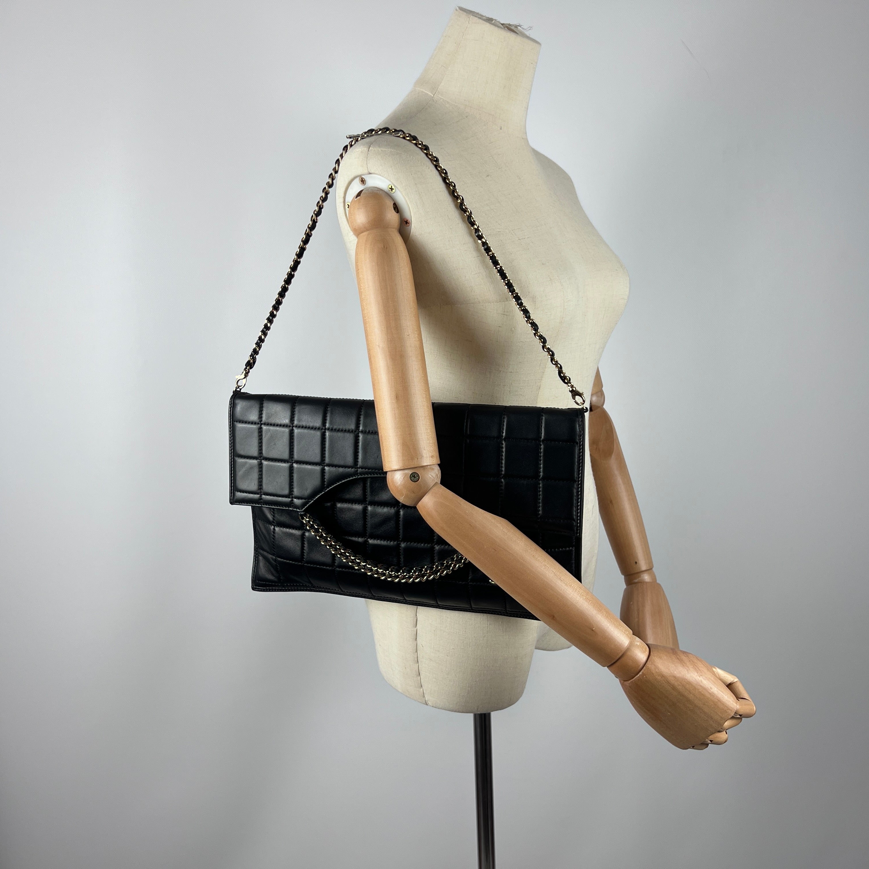 CHANEL Choco Bar black leather handbag